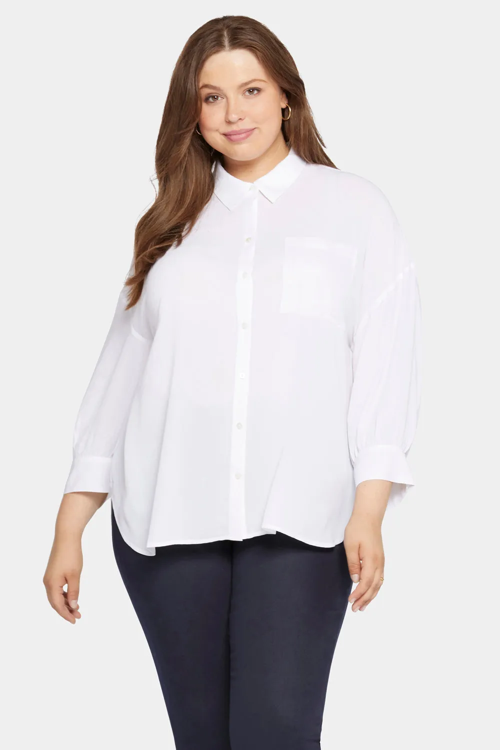 Zoey Blouse in Plus Size - Optic White sold by NYDJ