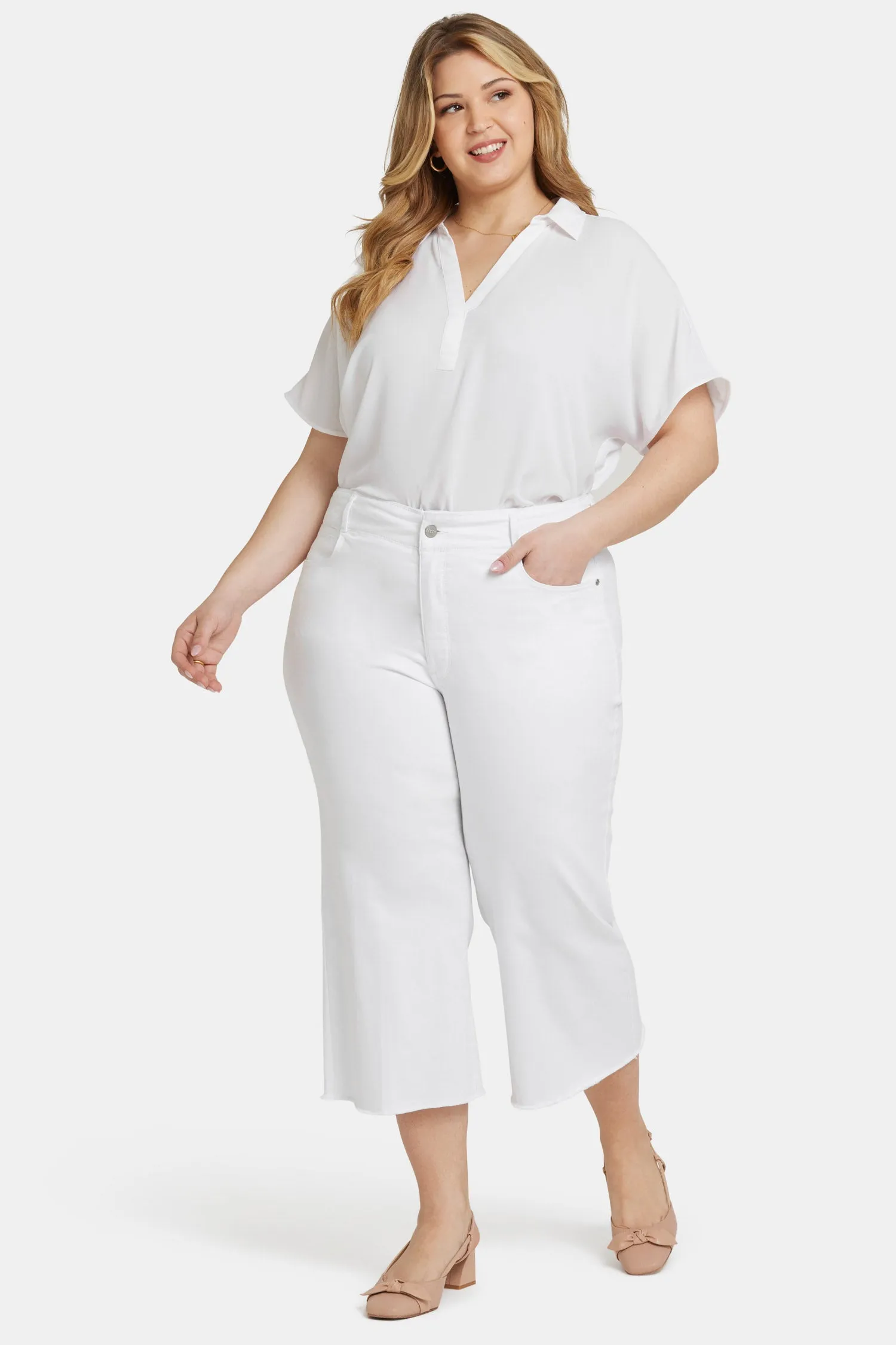 Brigitte Wide Leg Capri Jeans In Plus Size - Optic White sold by NYDJ product image thumbnail 4