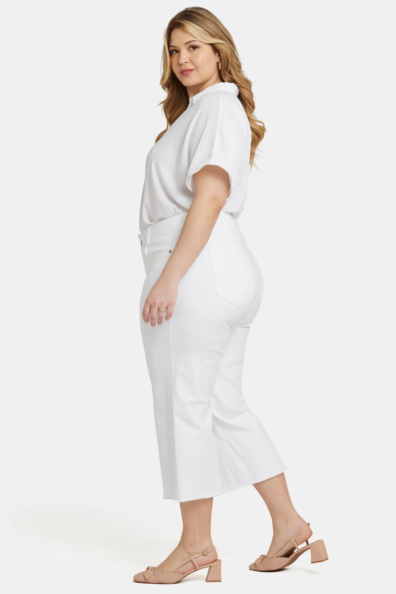 Brigitte Wide Leg Capri Jeans In Plus Size - Optic White sold by NYDJ product image thumbnail 5