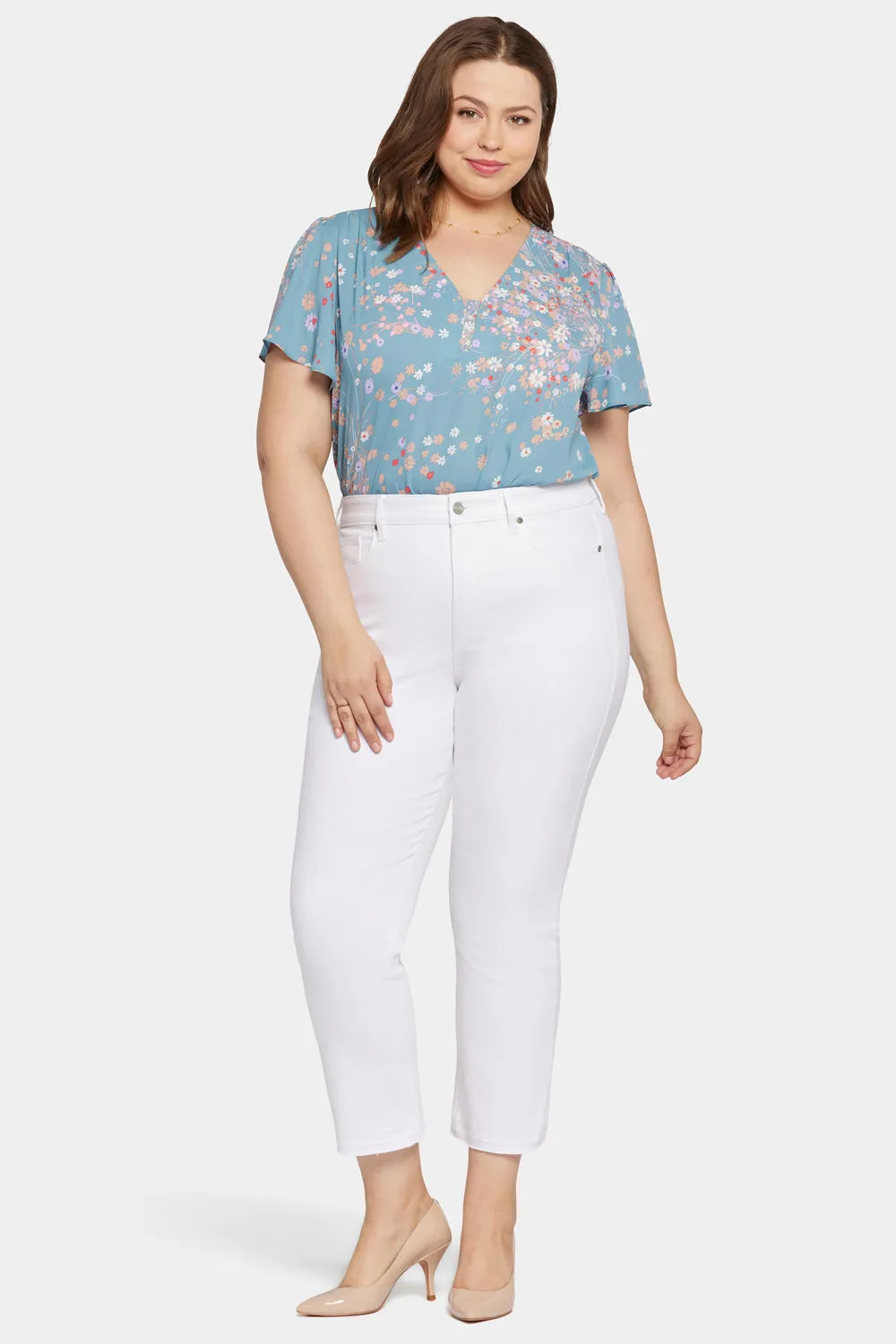 Marilyn Straight Ankle Jeans In Petite Plus Size - Optic White sold by NYDJ product image thumbnail 4