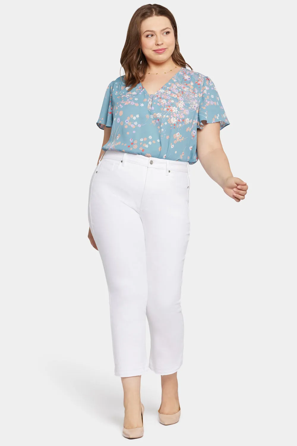 Marilyn Straight Ankle Jeans In Petite Plus Size - Optic White sold by NYDJ