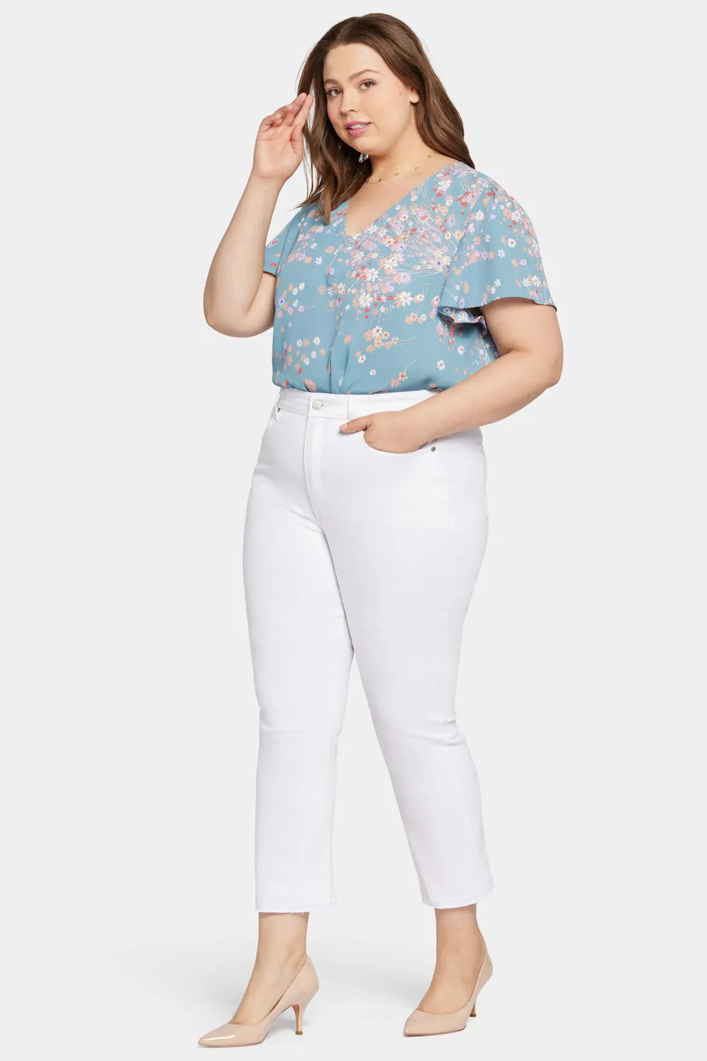 Marilyn Straight Ankle Jeans In Petite Plus Size - Optic White sold by NYDJ product image thumbnail 5