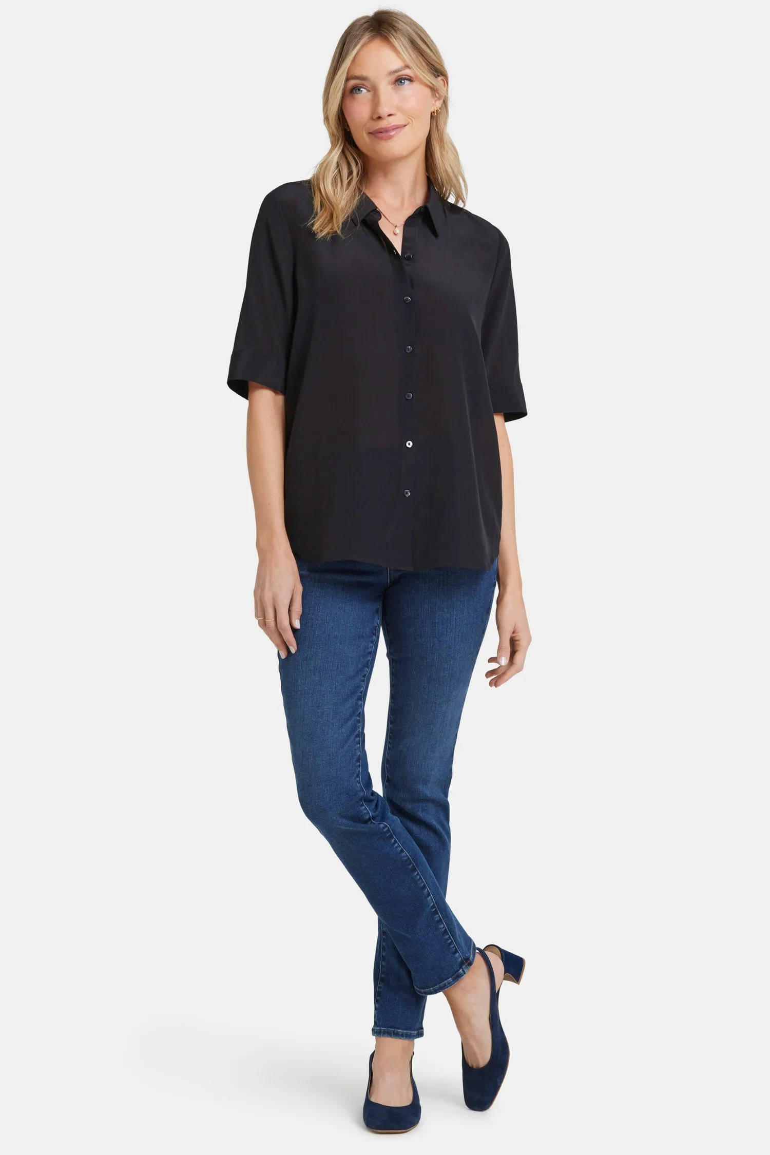 Riley Silk Elbow Sleeved Blouse - Black sold by NYDJ product image thumbnail 5