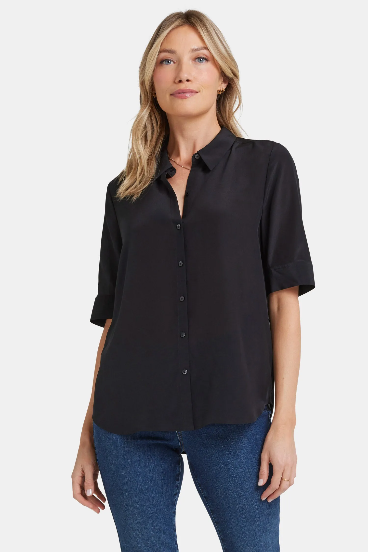 Riley Silk Elbow Sleeved Blouse - Black sold by NYDJ product image thumbnail 4
