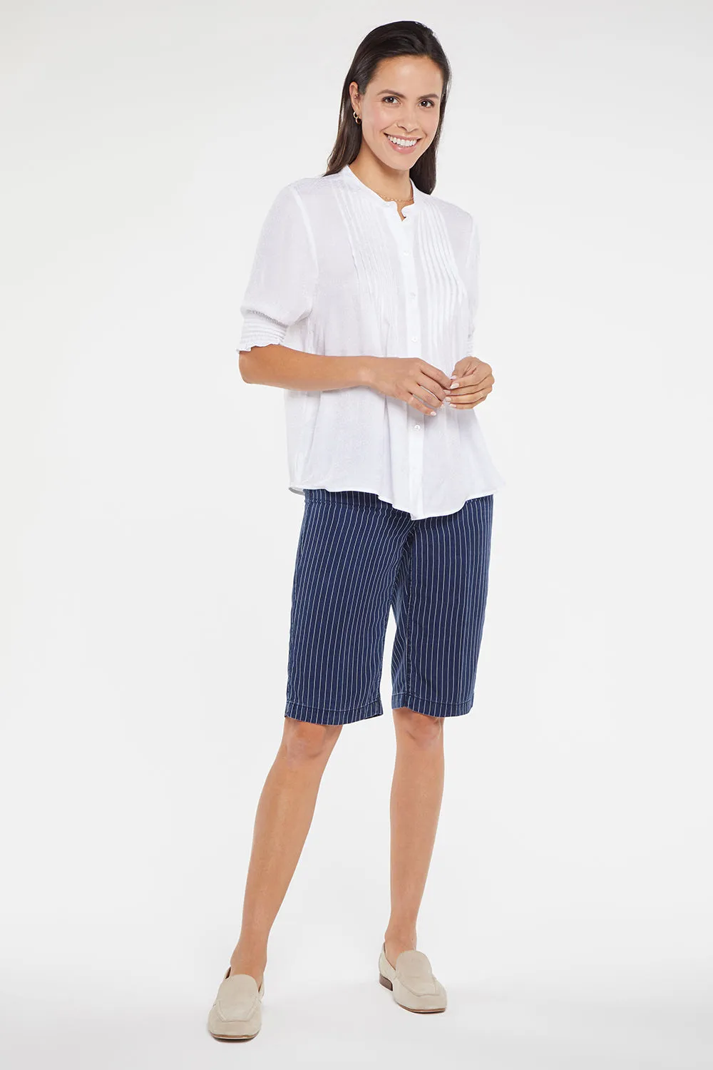 Pleated Short Sleeved Blouse - Optic White sold by NYDJ product image thumbnail 4
