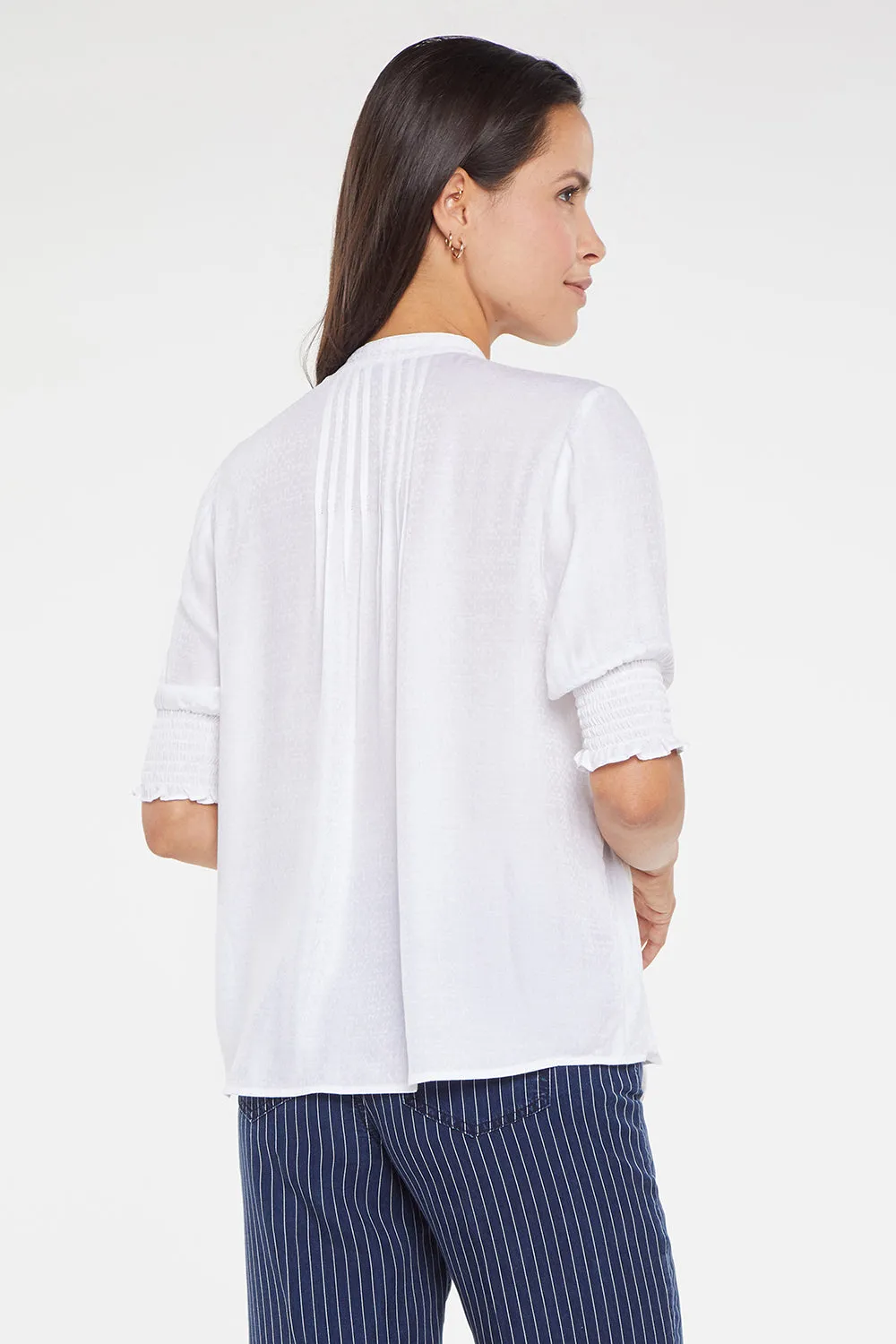 Pleated Short Sleeved Blouse - Optic White sold by NYDJ product image thumbnail 2