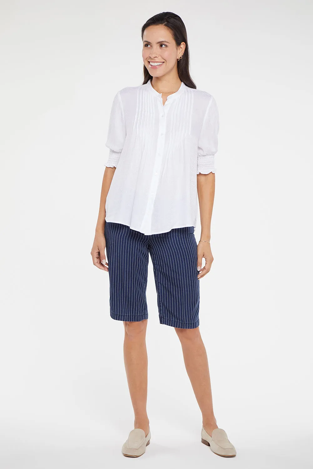 Pleated Short Sleeved Blouse - Optic White sold by NYDJ product image thumbnail 5