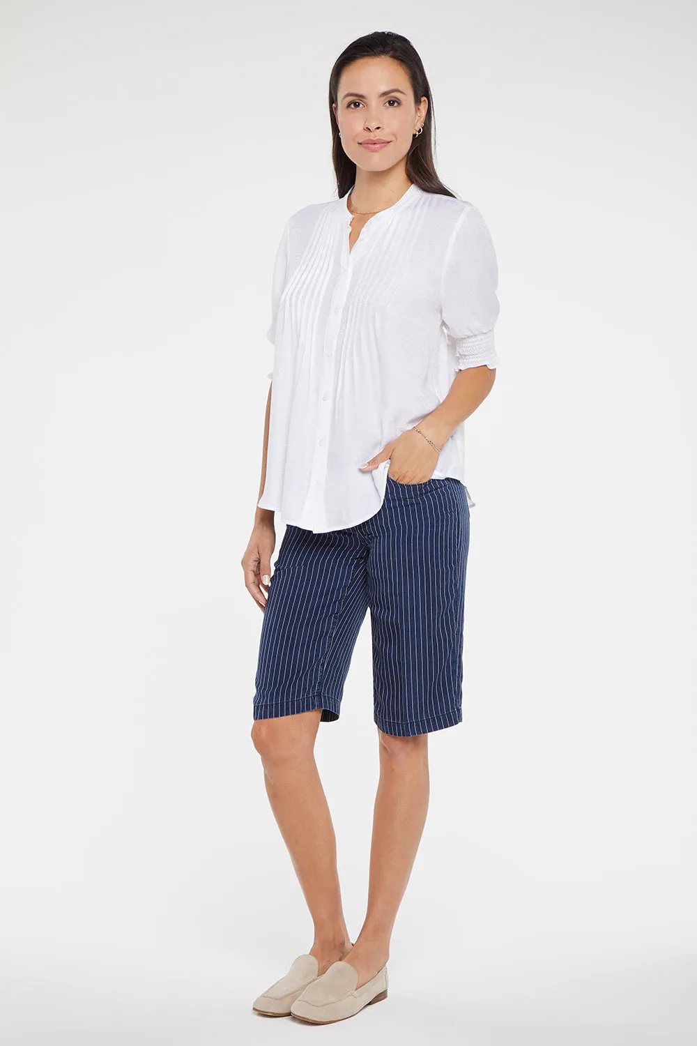 Pleated Short Sleeved Blouse - Optic White sold by NYDJ product image thumbnail 3