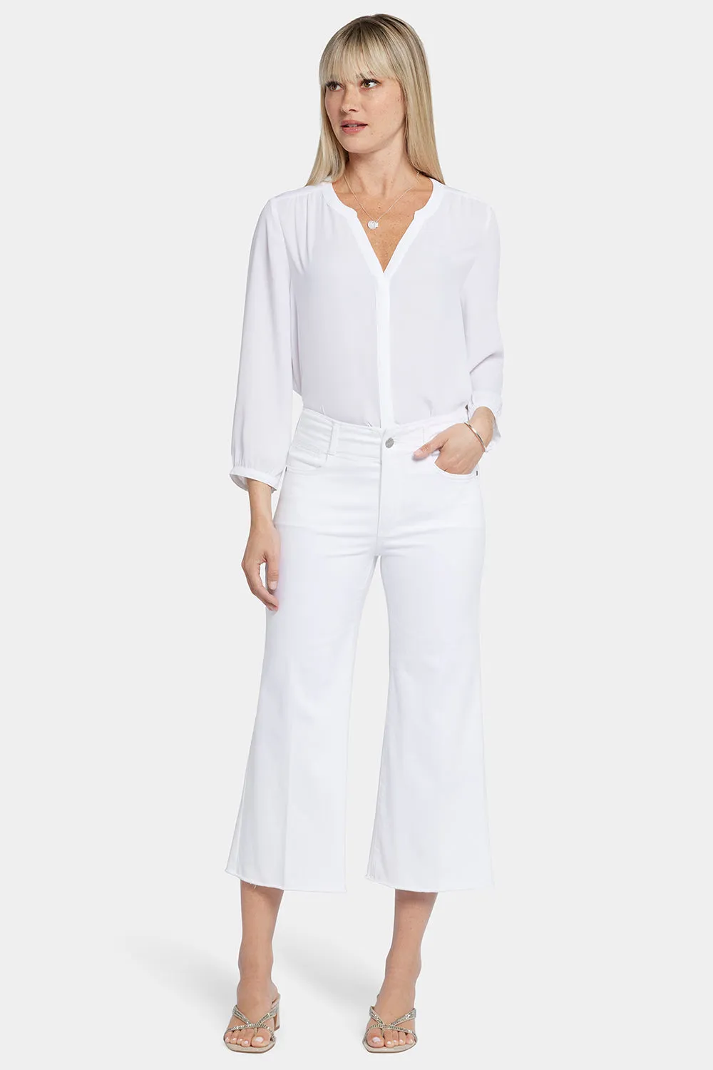 Brigitte Wide Leg Capri Jeans - Optic White sold by NYDJ