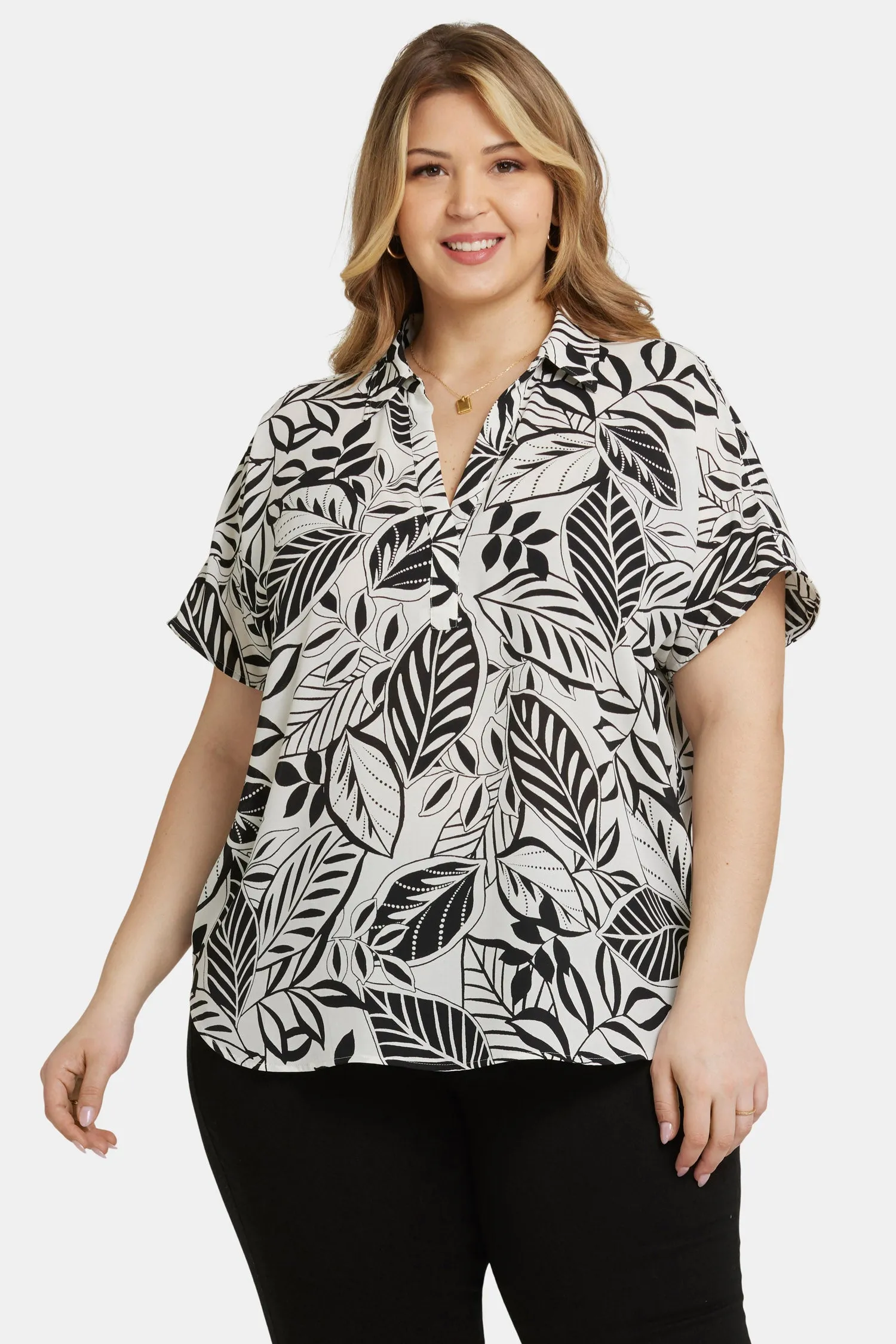 Becky Short Sleeved Blouse In Plus Size - Gerania sold by NYDJ product image thumbnail 4