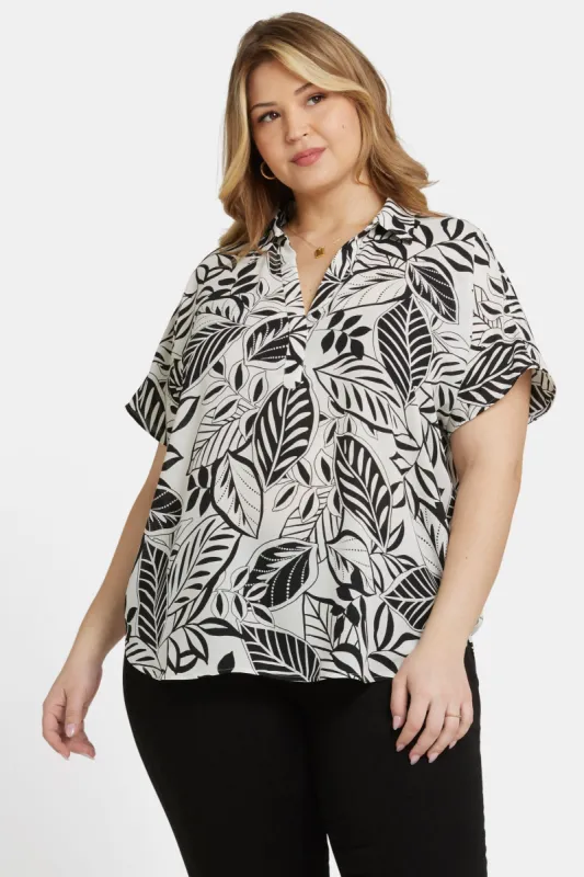 Becky Short Sleeved Blouse In Plus Size - Gerania sold by NYDJ