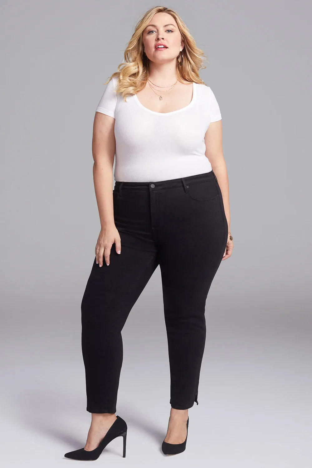 Slim Straight Ankle Jeans In Short Inseam - Black sold by NYDJ