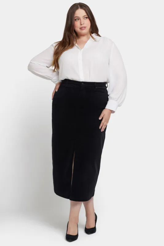 High Rise Long Skirt In Plus Size - Black made by NYDJ