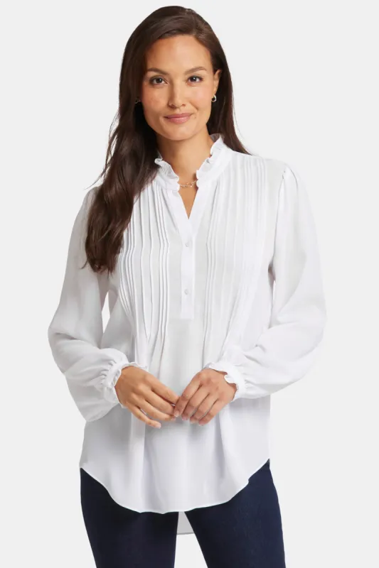 Pleated Front Tunic - Optic White made by NYDJ