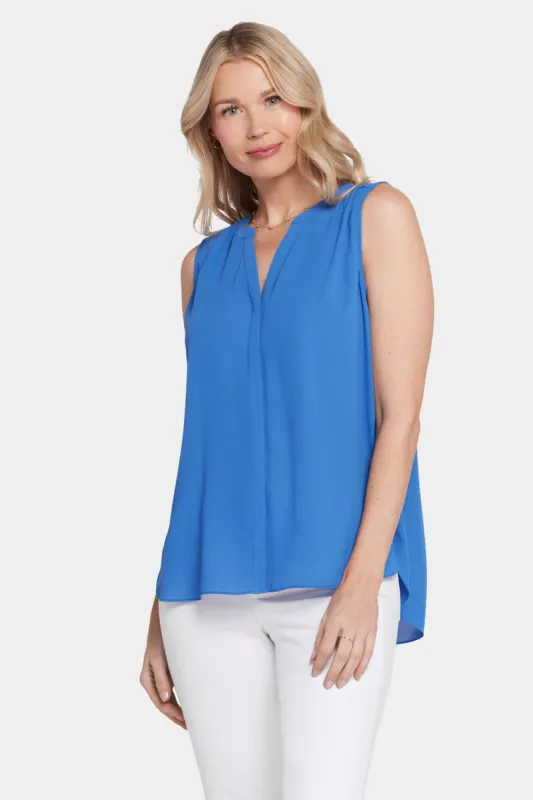 Sleeveless Pintuck Blouse  - Greek Sea sold by NYDJ