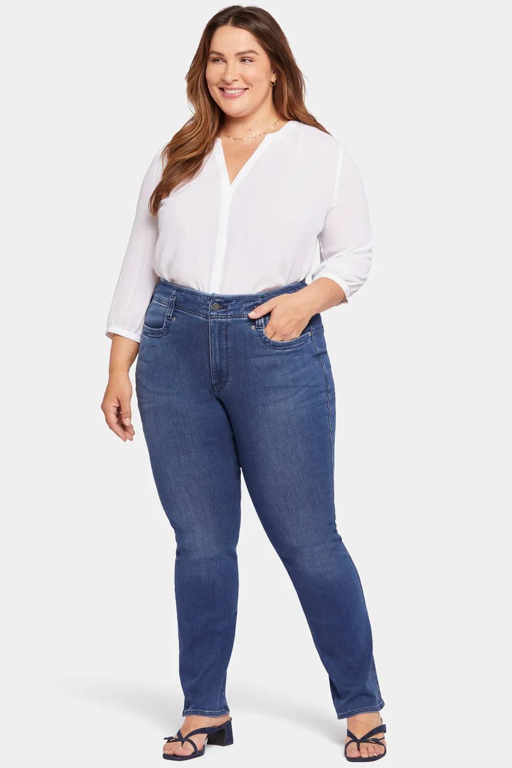 Marilyn Straight Jeans In Plus Size - Rendezvous sold by NYDJ