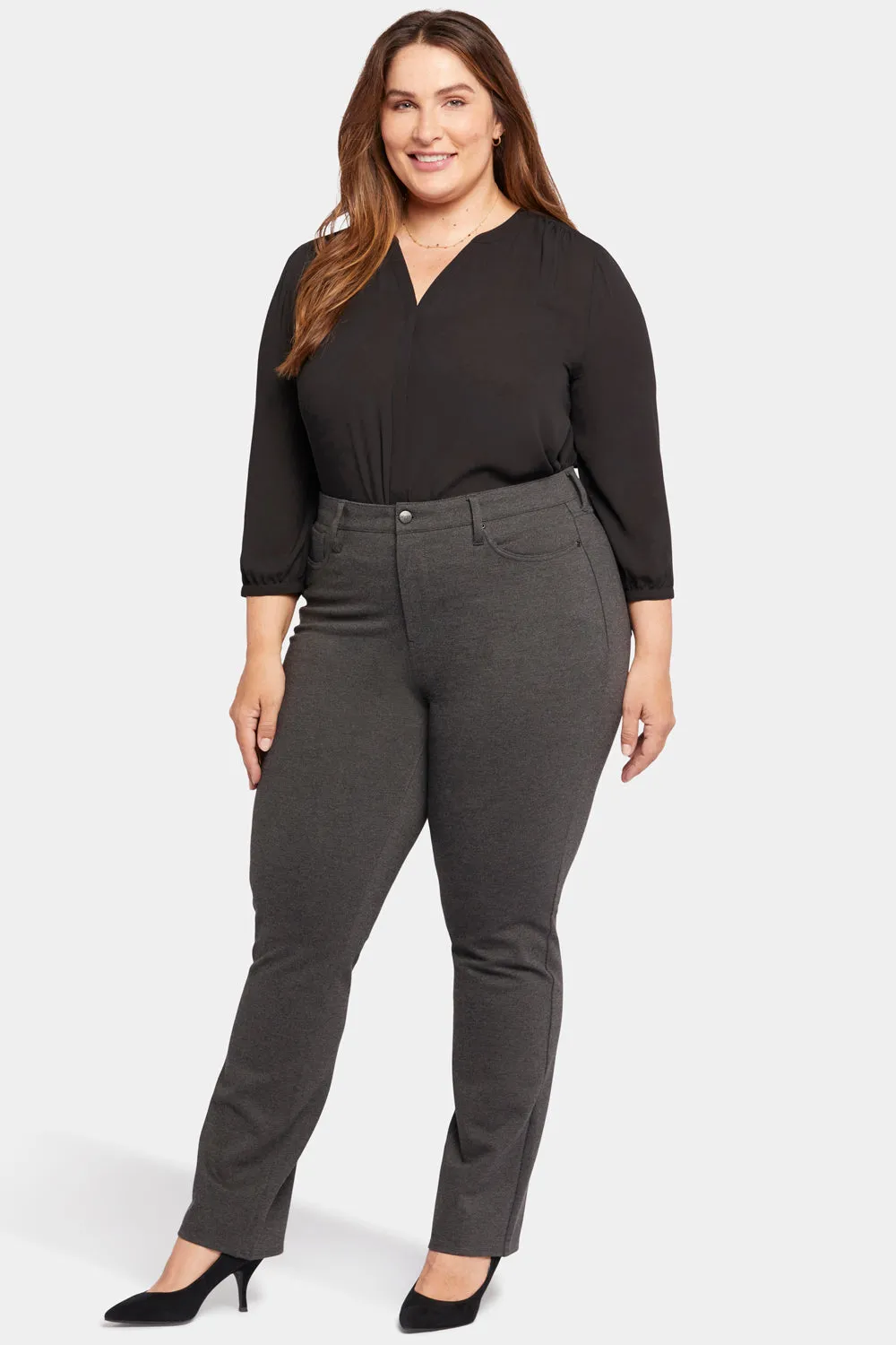 Marilyn Straight Pants In Plus Size - Charcoal Heathered sold by NYDJ product image thumbnail 4