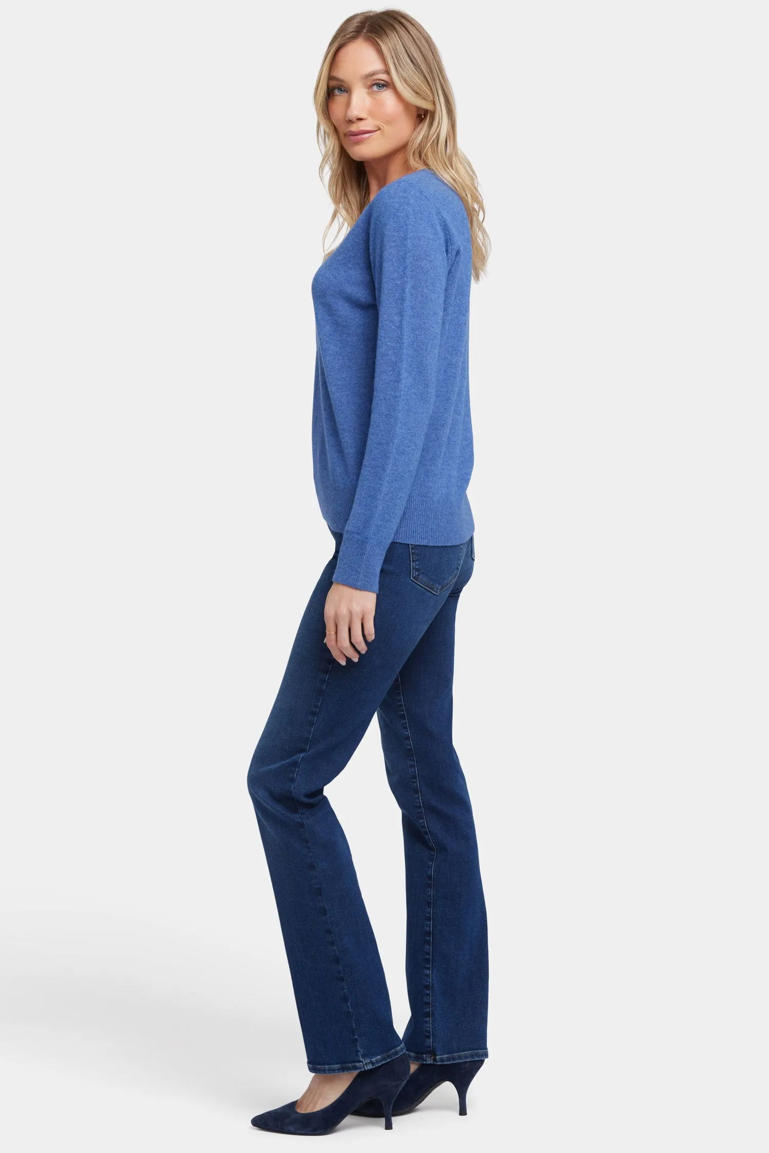 Cashmere Classic V-Neck Sweater - Heather Blue sold by NYDJ product image thumbnail 3