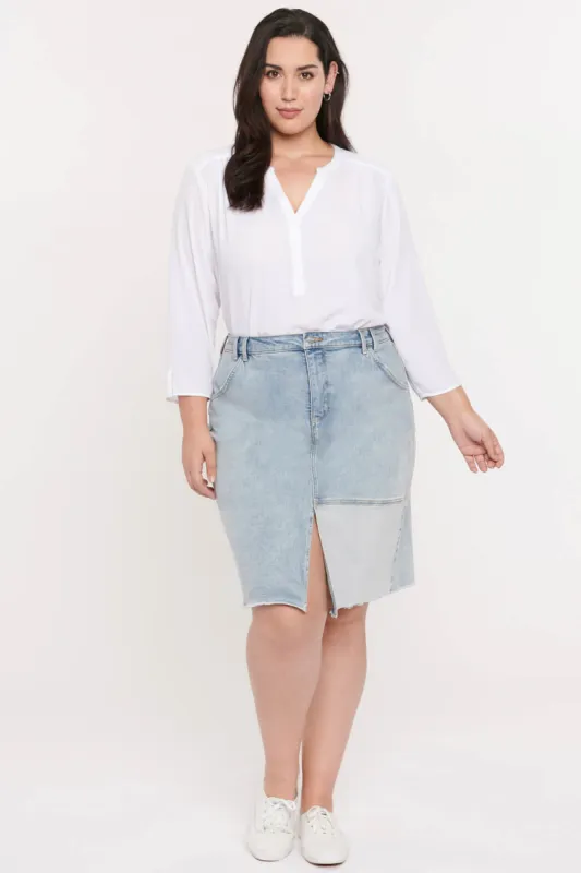 Midi Skirt In Plus Size - Destructed Radiance Base sold by NYDJ