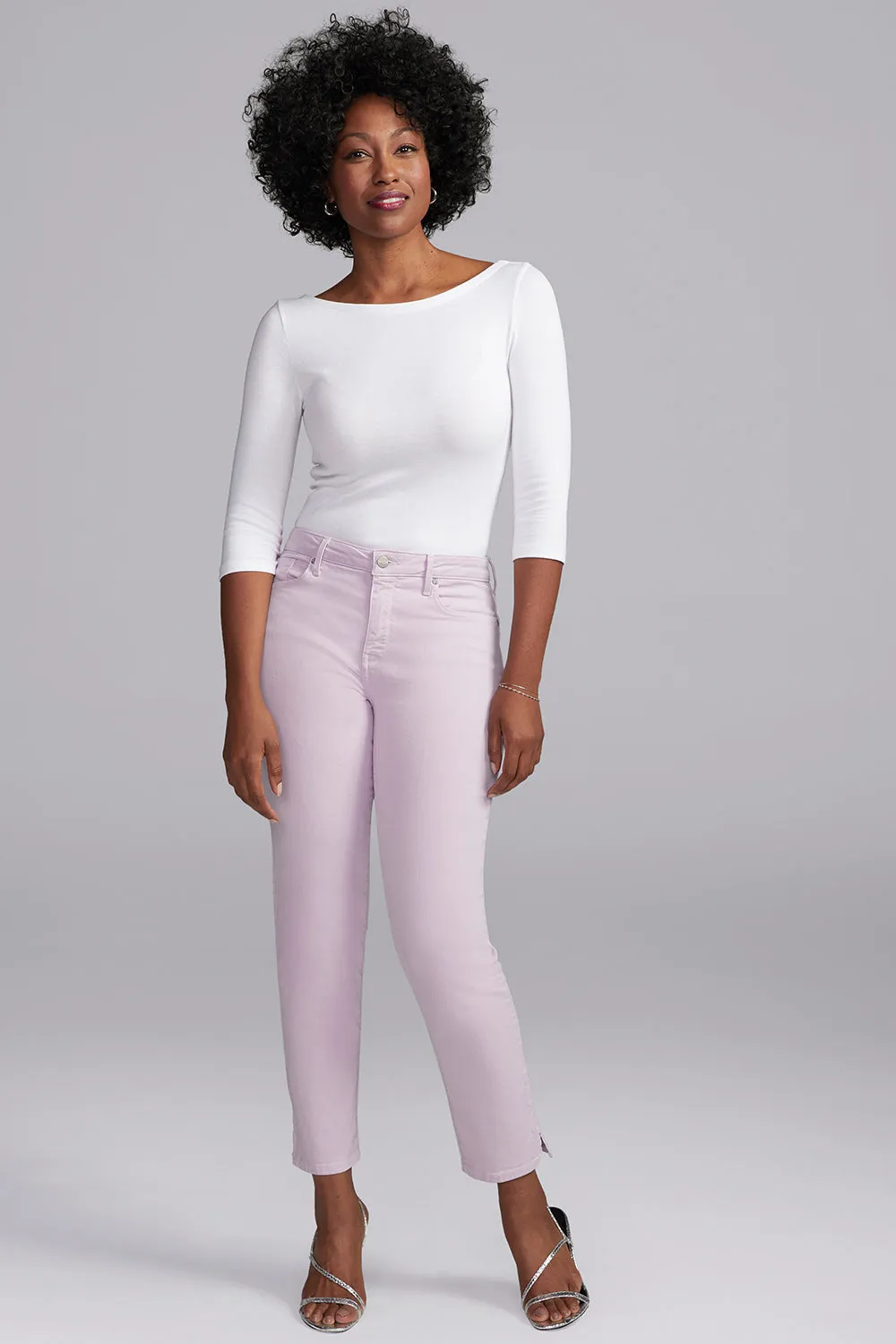 Slim Straight Ankle Jeans In Short Inseam - Lilac Petal sold by NYDJ