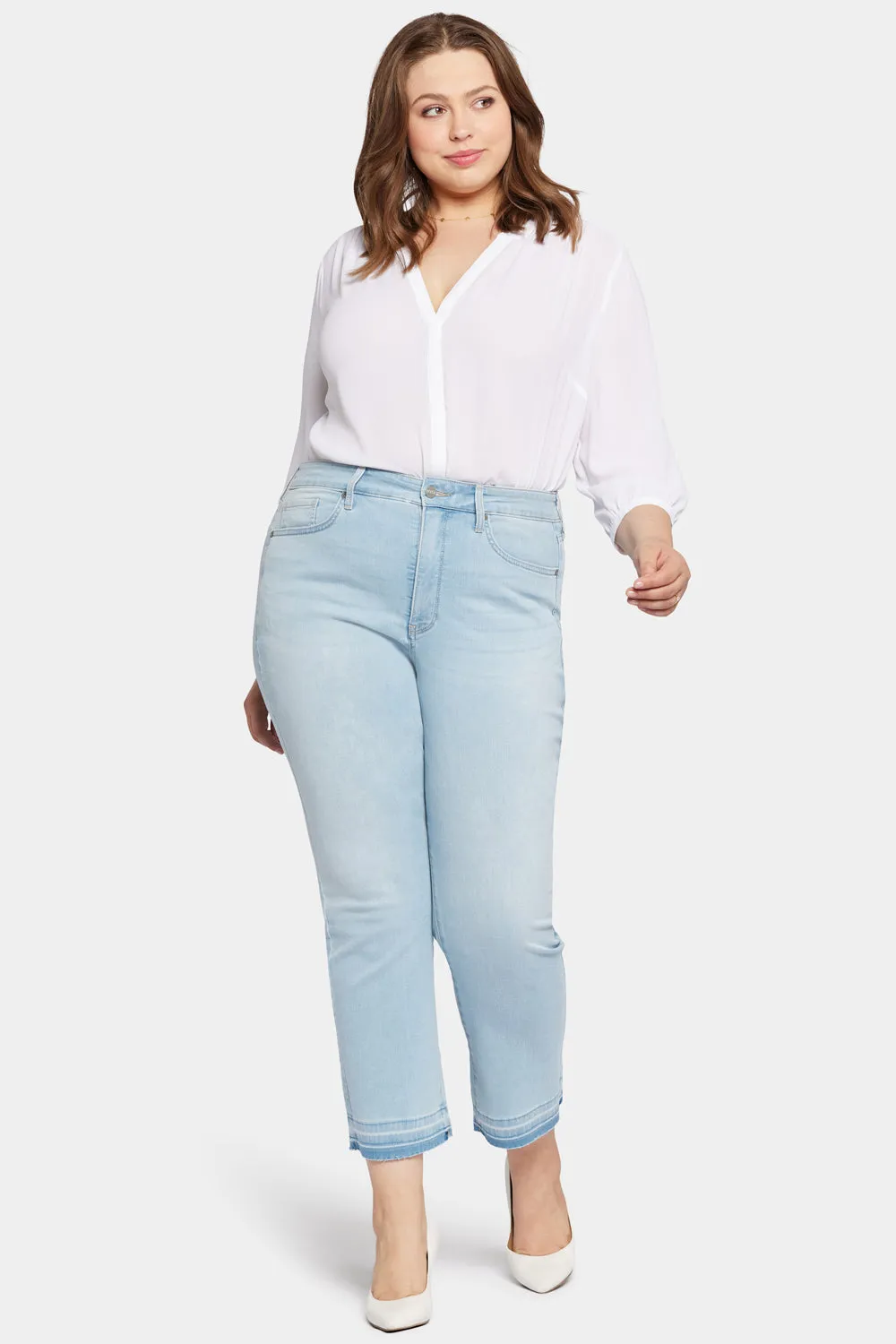 Marilyn Straight Ankle Jeans In Plus Size - Brightside sold by NYDJ