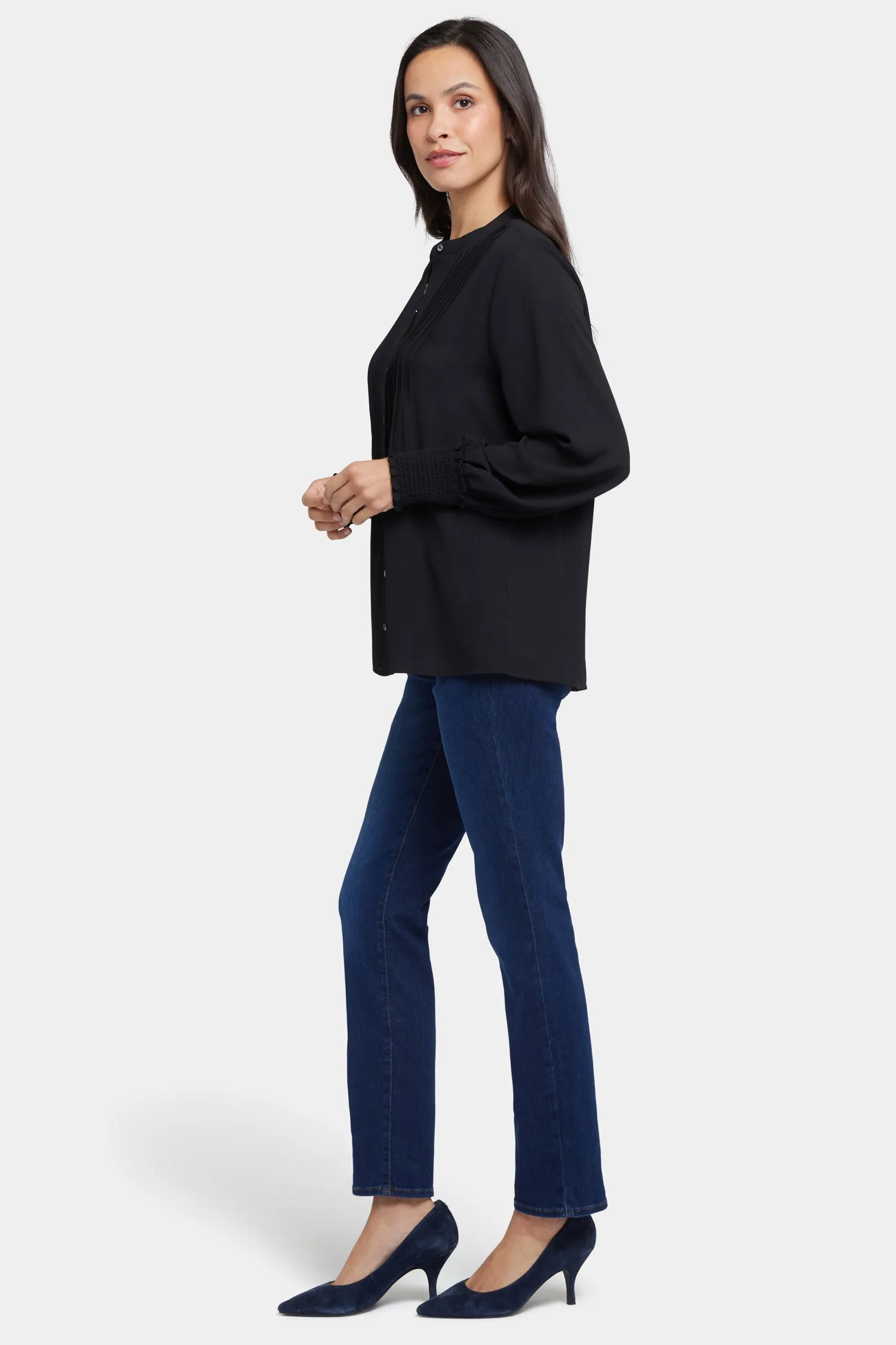 Pleated Peasant Blouse - Black sold by NYDJ product image thumbnail 3