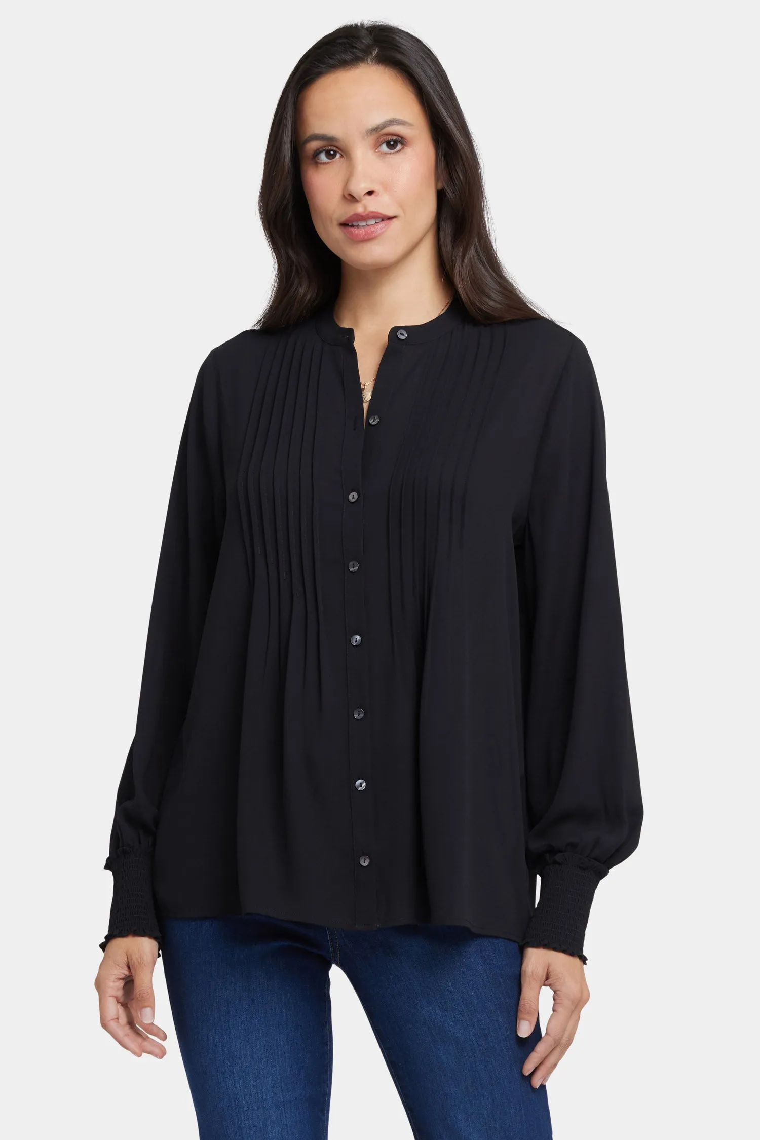 Pleated Peasant Blouse - Black sold by NYDJ product image thumbnail 4