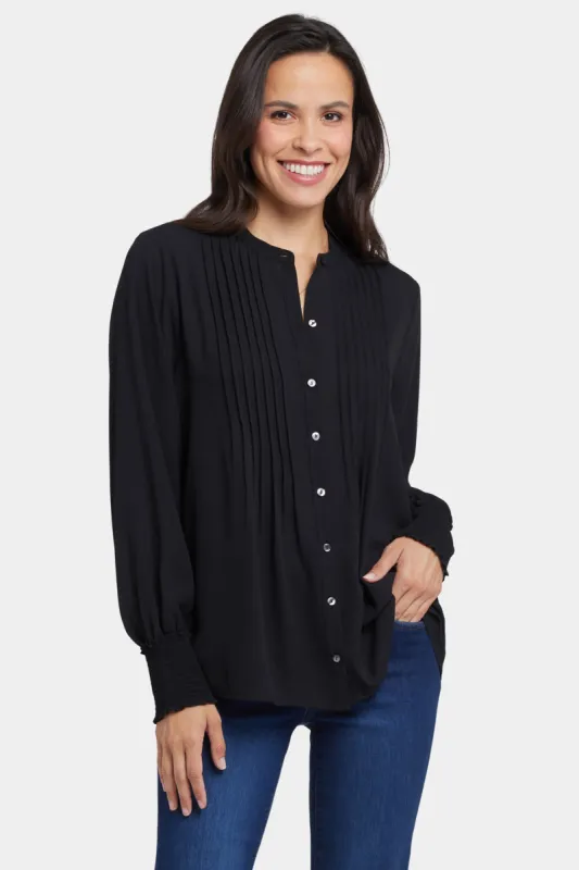 Pleated Peasant Blouse - Black sold by NYDJ