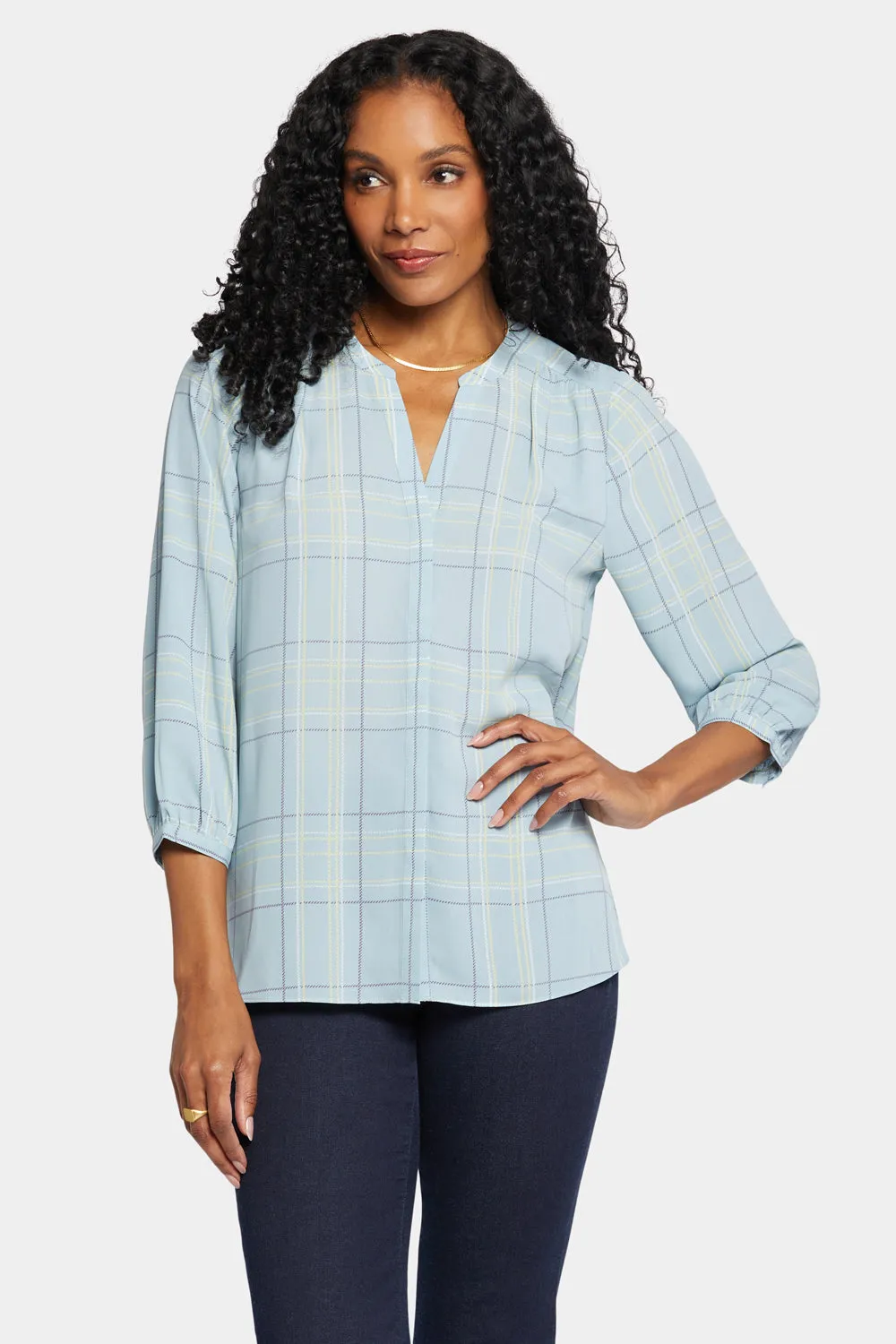 Pintuck Blouse - Wembley Plaid sold by NYDJ product image thumbnail 4