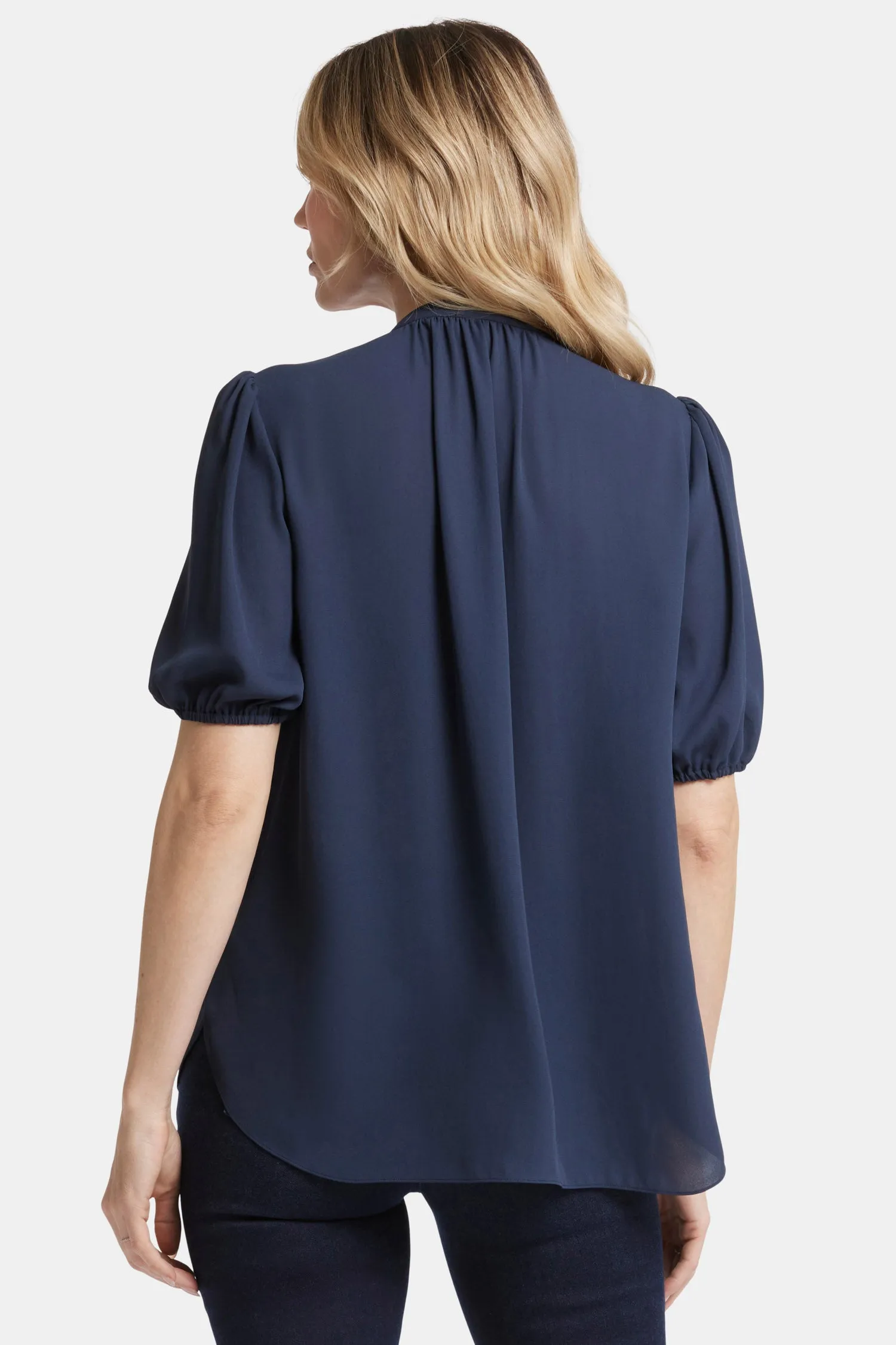 Short Puff Sleeve Popover Top - Oxford Navy sold by NYDJ product image thumbnail 2