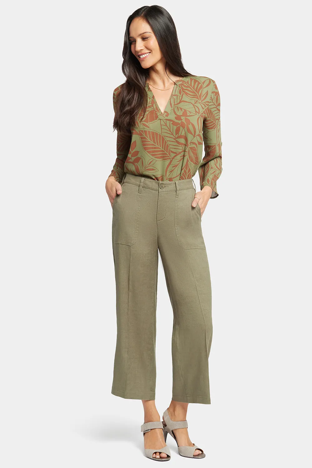Wide Leg Cargo Capri Pants - Avocado sold by NYDJ