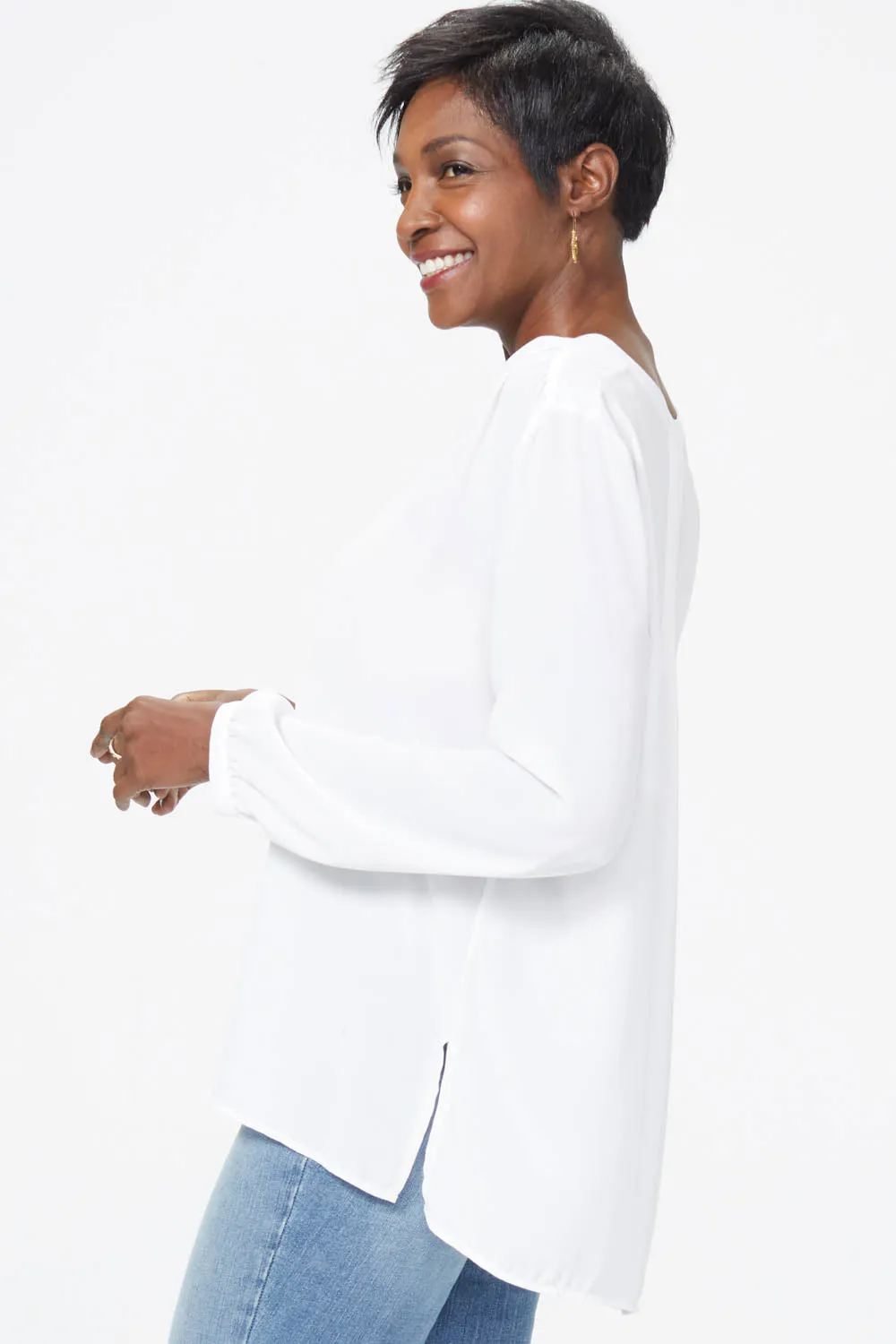 Pintuck Blouse In Petite - Optic White sold by NYDJ product image thumbnail 4