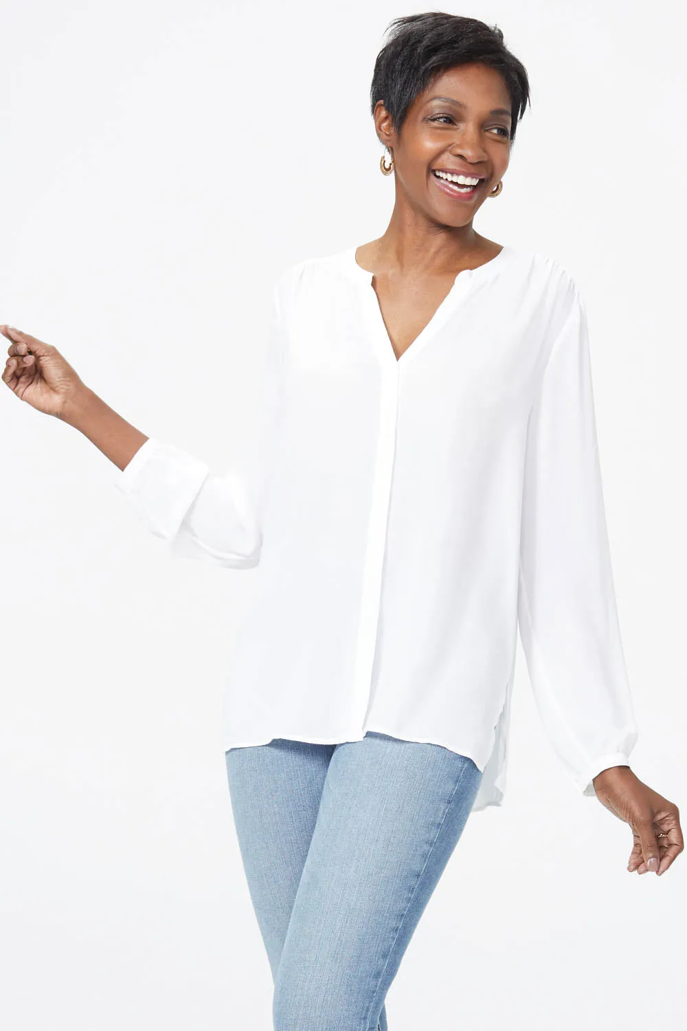 Pintuck Blouse In Petite - Optic White sold by NYDJ product image thumbnail 2