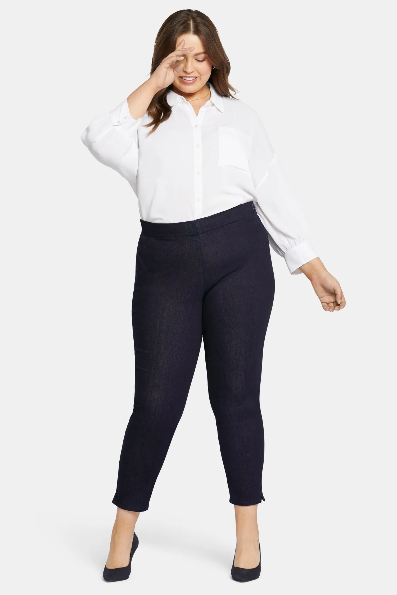 Skinny Ankle Pull-on Jeans In Plus Size - Rinse sold by NYDJ product image thumbnail 4