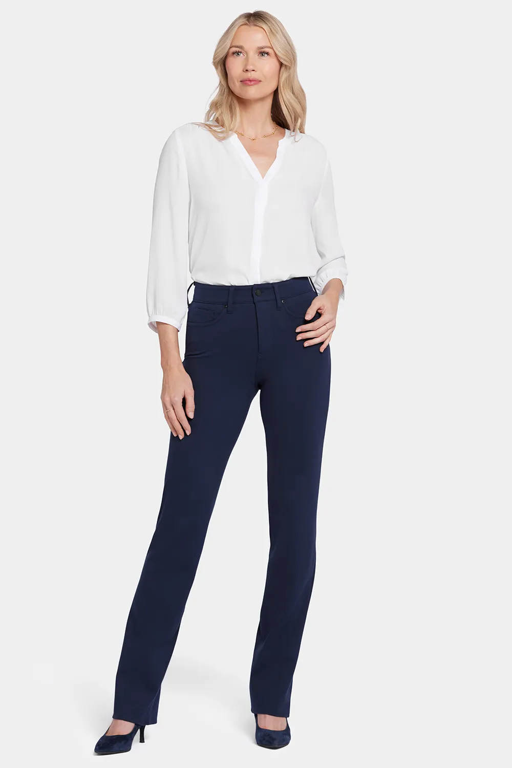 Marilyn Straight Pants In Petite - Oxford Navy sold by NYDJ product image thumbnail 4