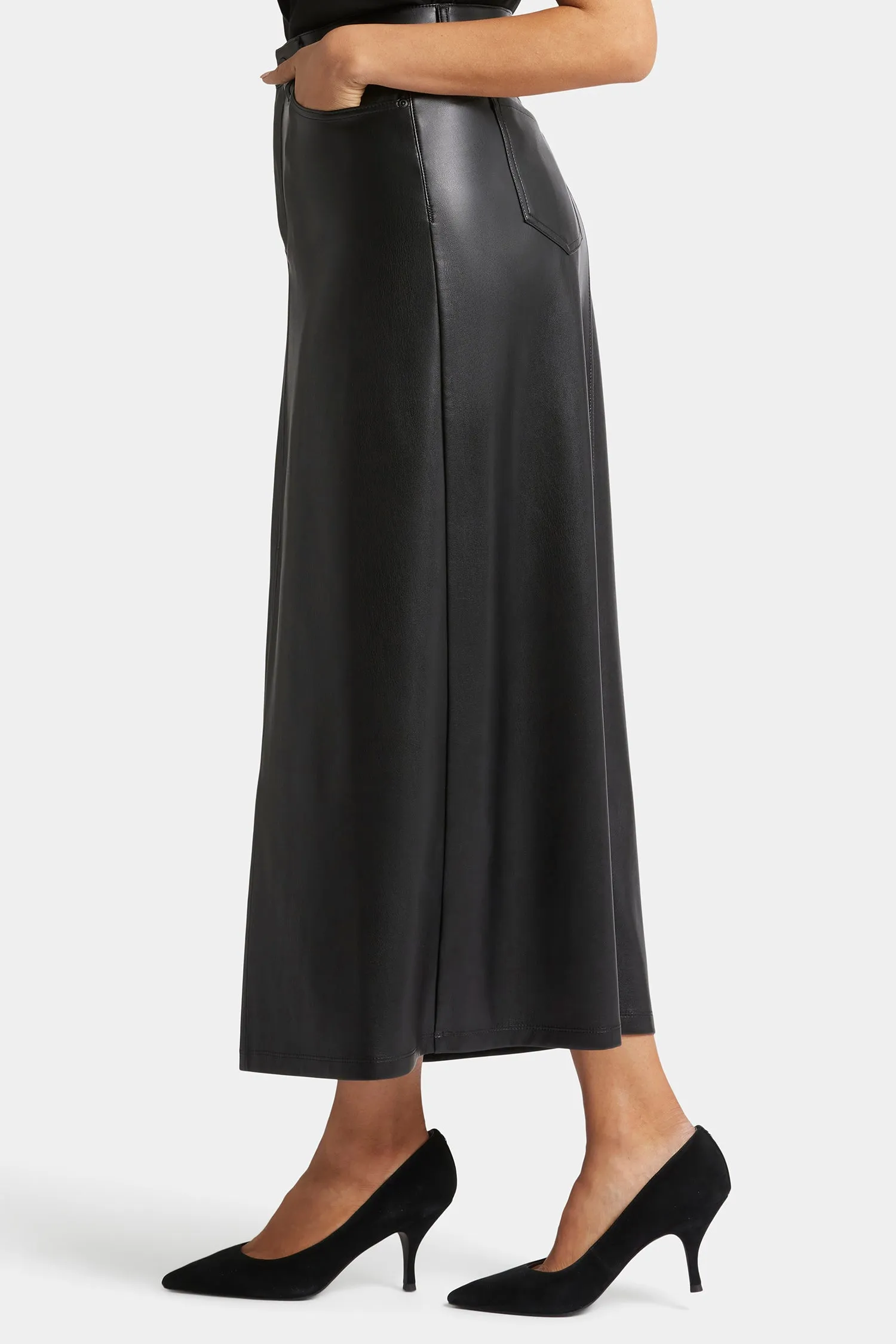 Vegan Stretch Leather High Rise Long Skirt - Black sold by NYDJ product image thumbnail 3
