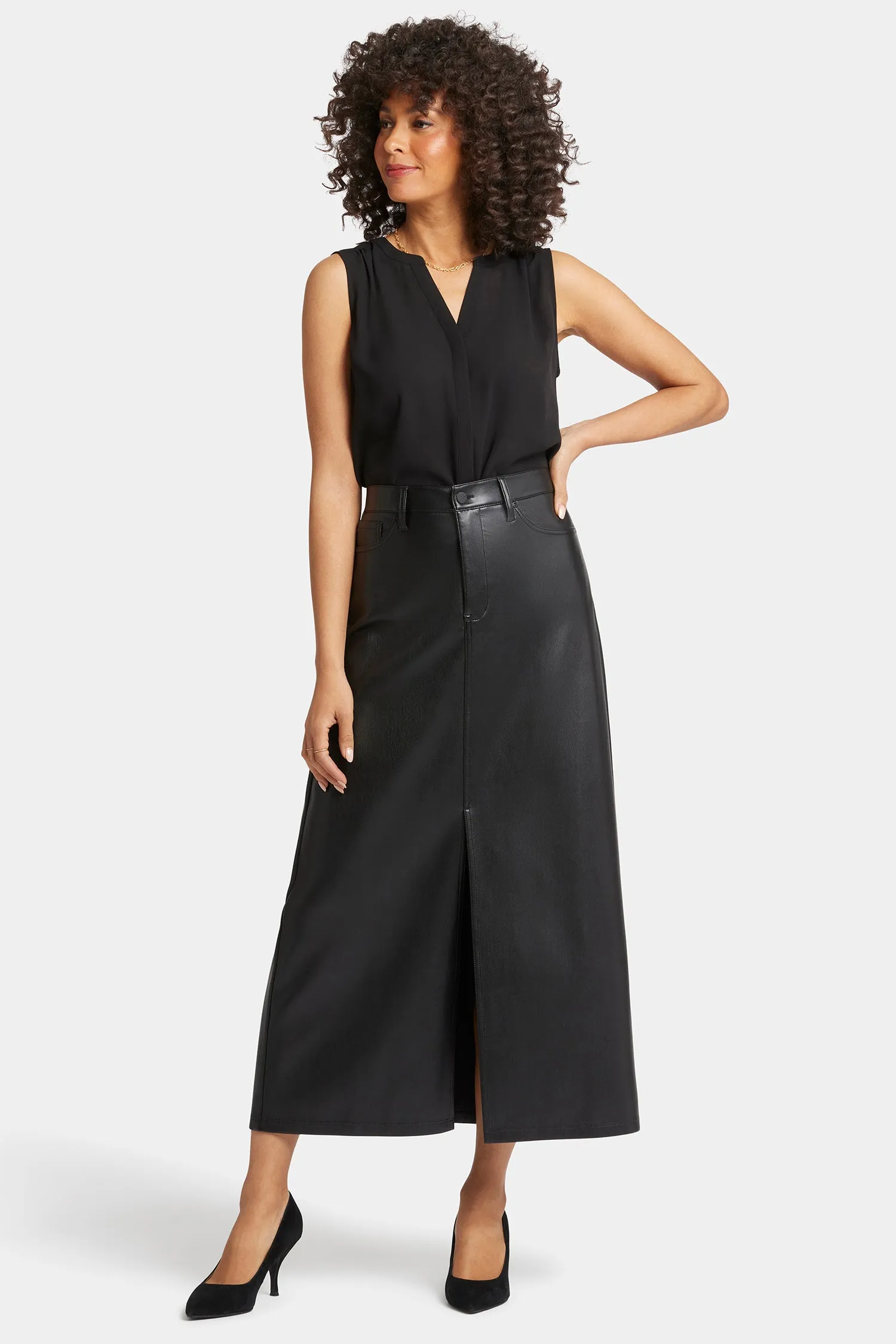 Vegan Stretch Leather High Rise Long Skirt - Black sold by NYDJ product image thumbnail 4