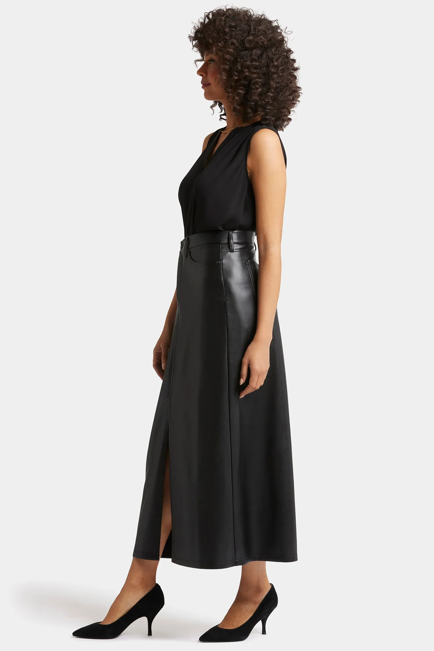 Vegan Stretch Leather High Rise Long Skirt - Black sold by NYDJ product image thumbnail 5