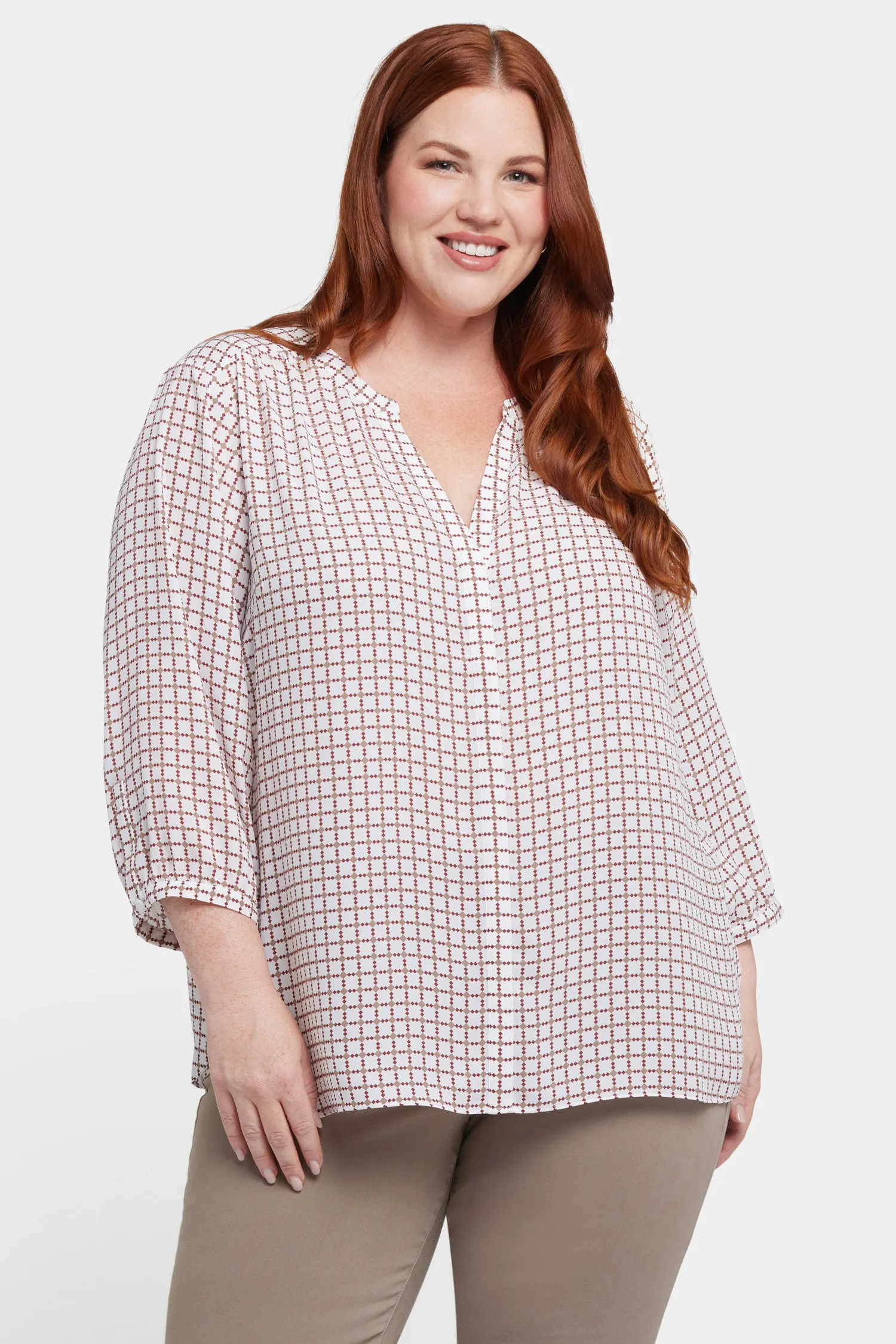 Pintuck Blouse In Plus Size - Graceful Geo sold by NYDJ