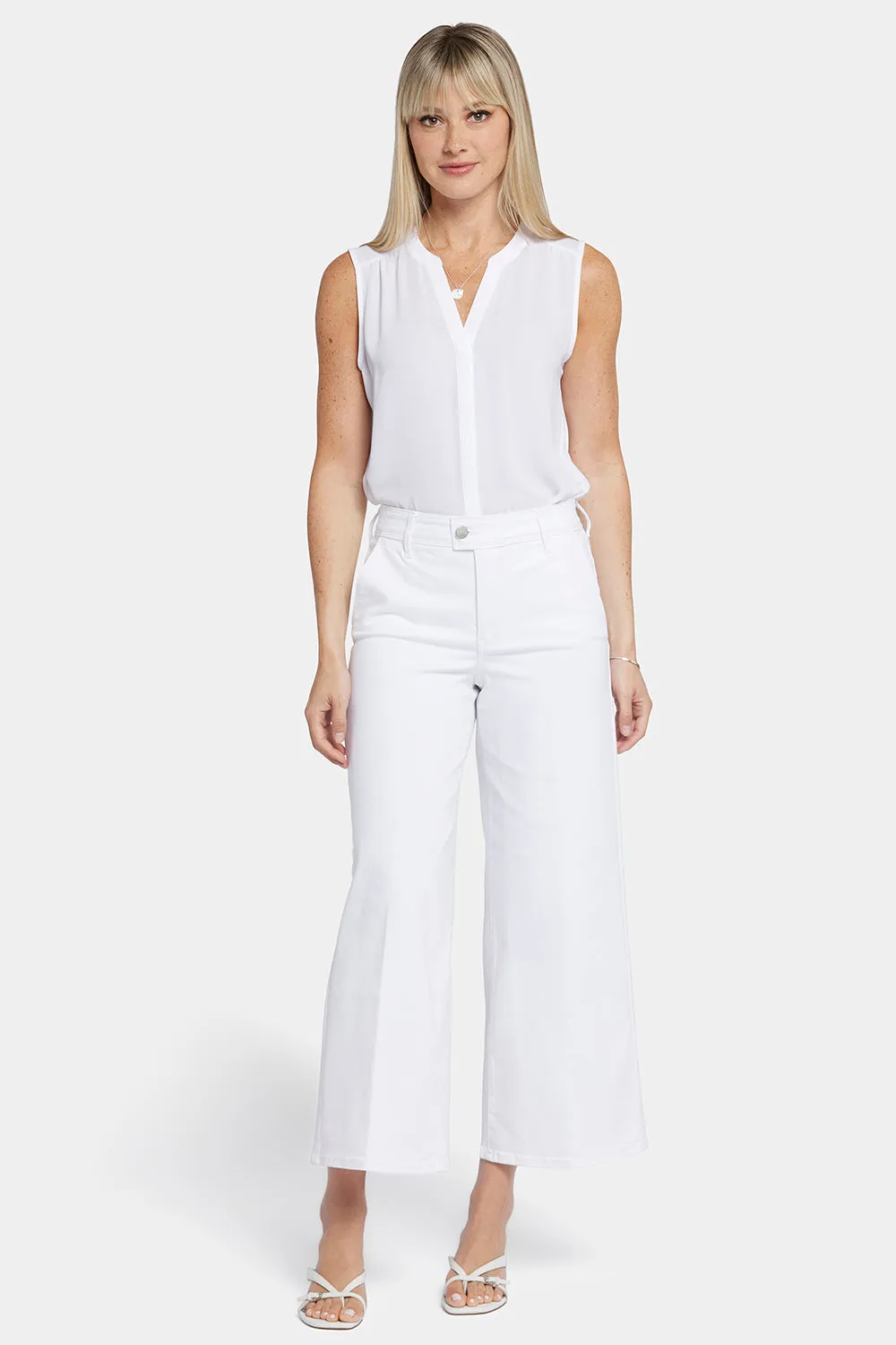Mona Wide Leg Trouser Ankle Jeans - Optic White sold by NYDJ