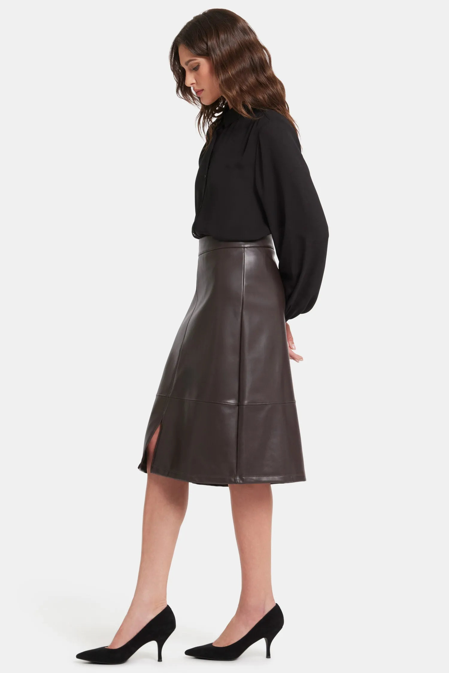 Faux Leather A-line Skirt - Cordovan sold by NYDJ product image thumbnail 5