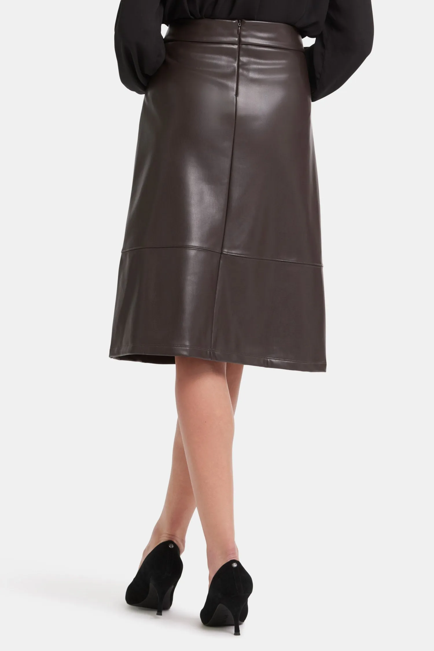 Faux Leather A-line Skirt - Cordovan sold by NYDJ product image thumbnail 2