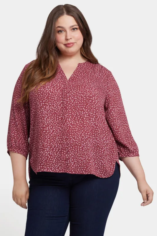 Pintuck Blouse In Plus Size - Wild Dots sold by NYDJ