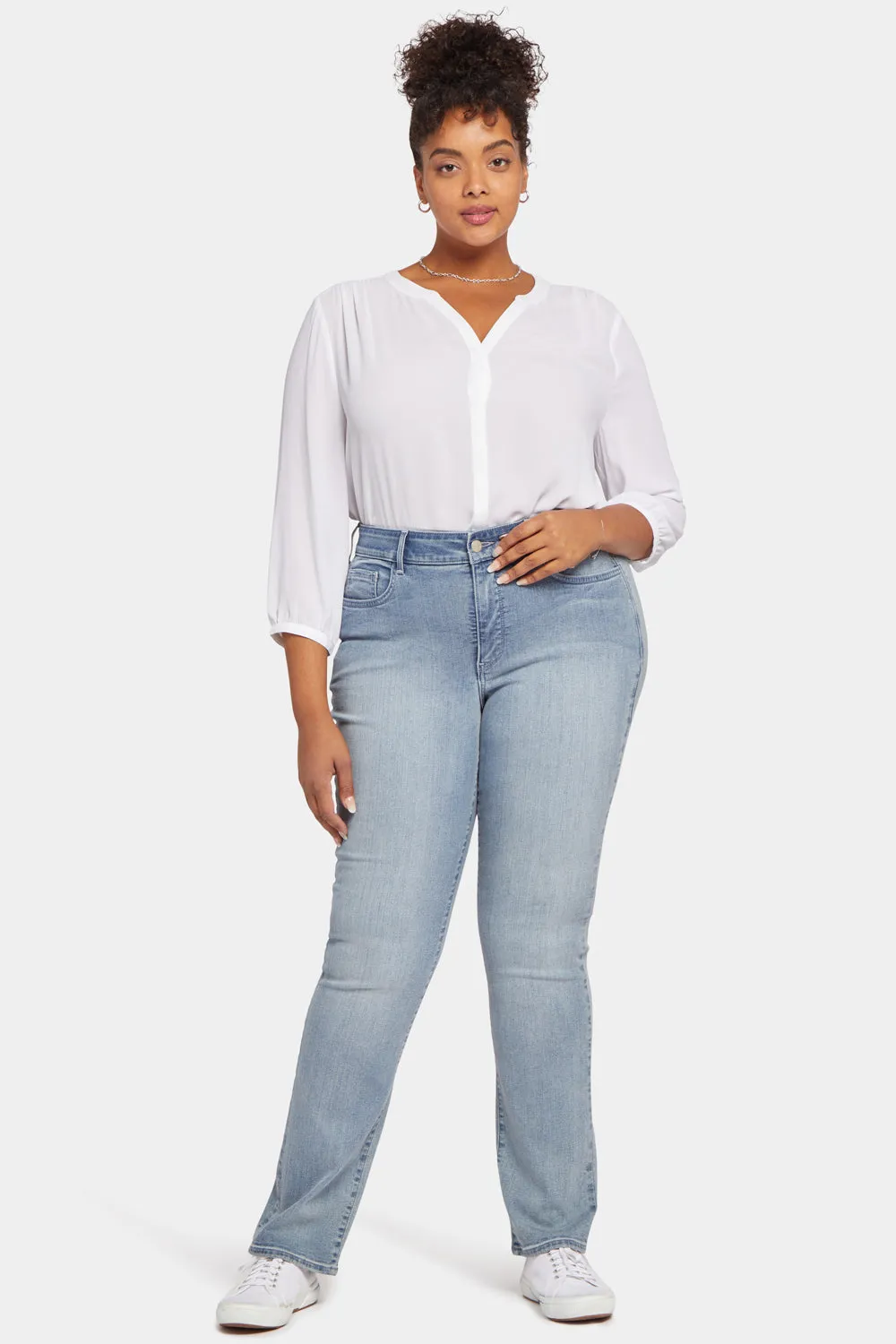 Marilyn Straight Jeans In Plus Size - Thistle Falls sold by NYDJ