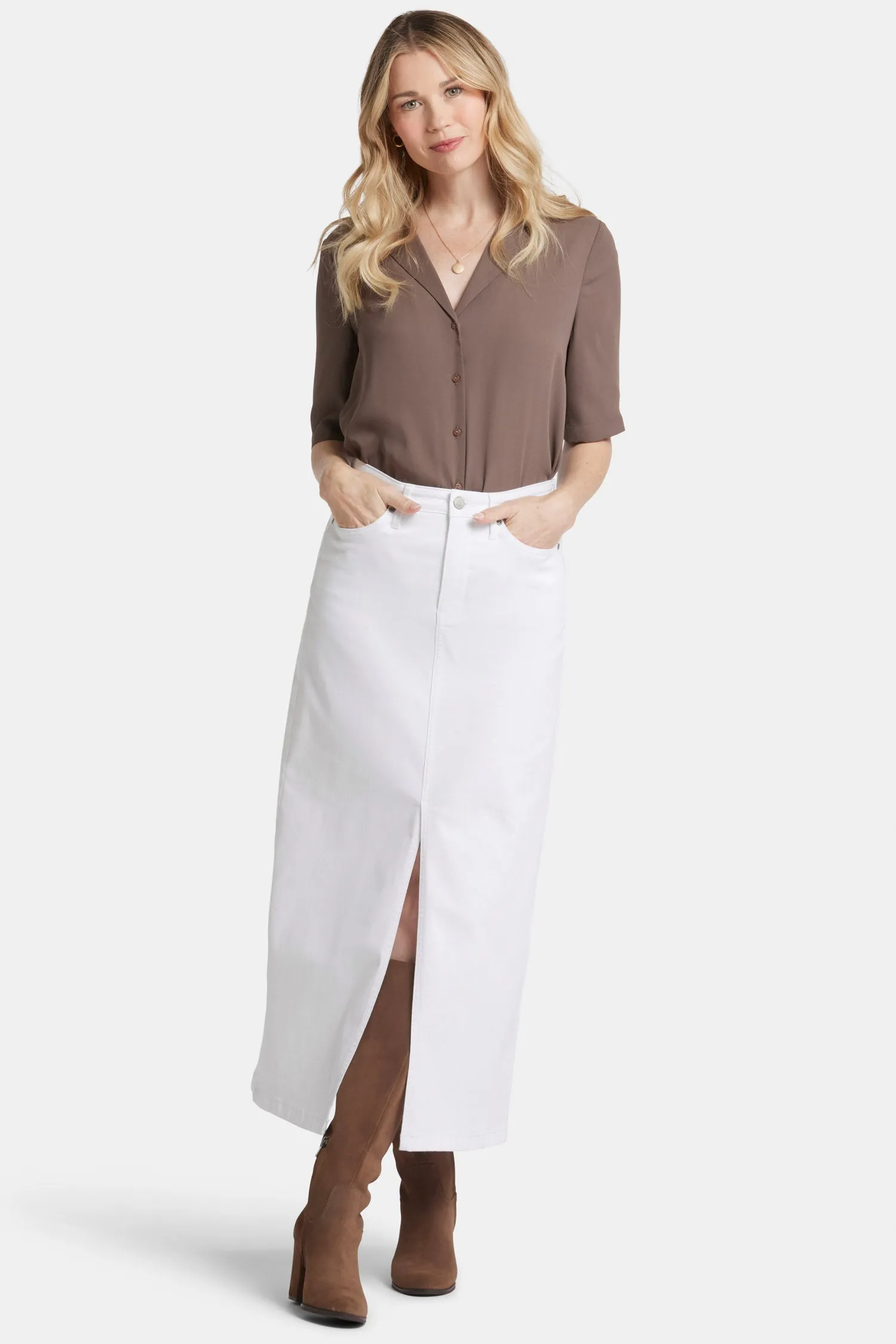 High Rise Long Skirt - Optic White sold by NYDJ product image thumbnail 4