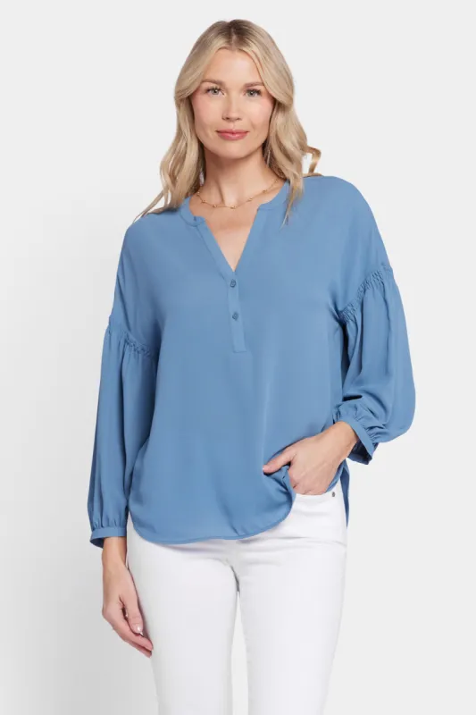 Paulina Peasant Blouse - Blue Stone sold by NYDJ