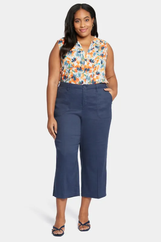 Wide Leg Cargo Capri Pants In Plus Size - Oxford Navy sold by NYDJ