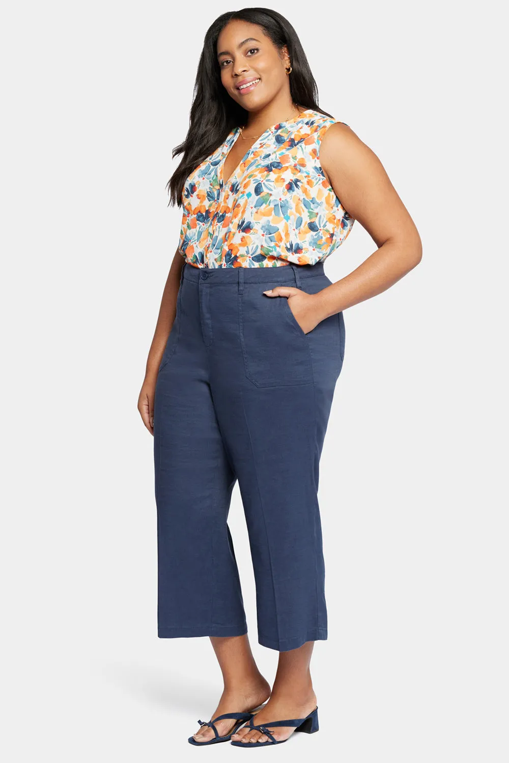 Wide Leg Cargo Capri Pants In Plus Size - Oxford Navy sold by NYDJ product image thumbnail 5