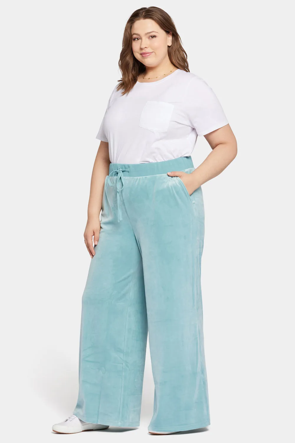 Velour Drawstring Wide Leg Pants In Plus Size - Dutch Blue sold by NYDJ product image thumbnail 5