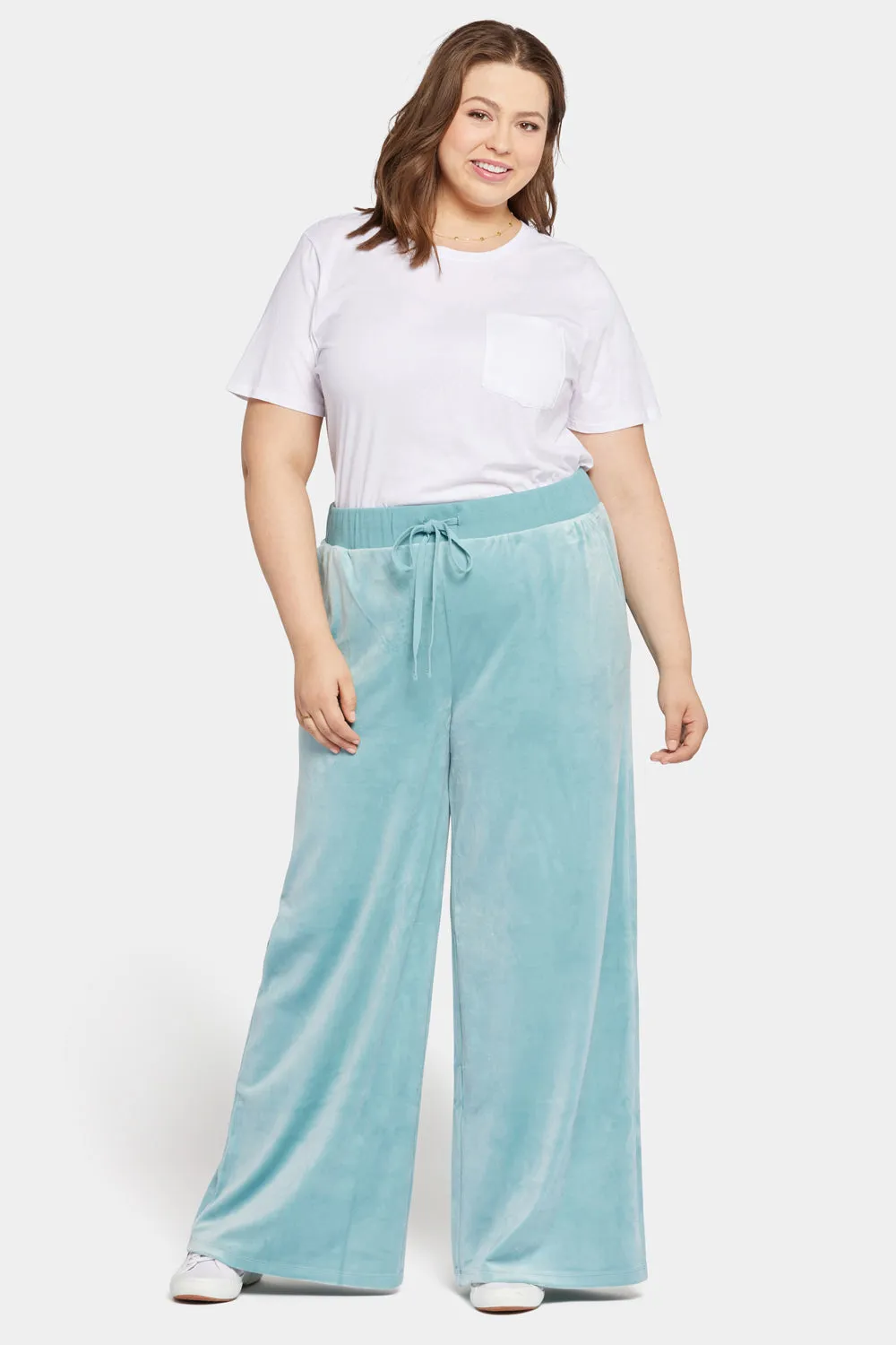 Velour Drawstring Wide Leg Pants In Plus Size - Dutch Blue sold by NYDJ product image thumbnail 4